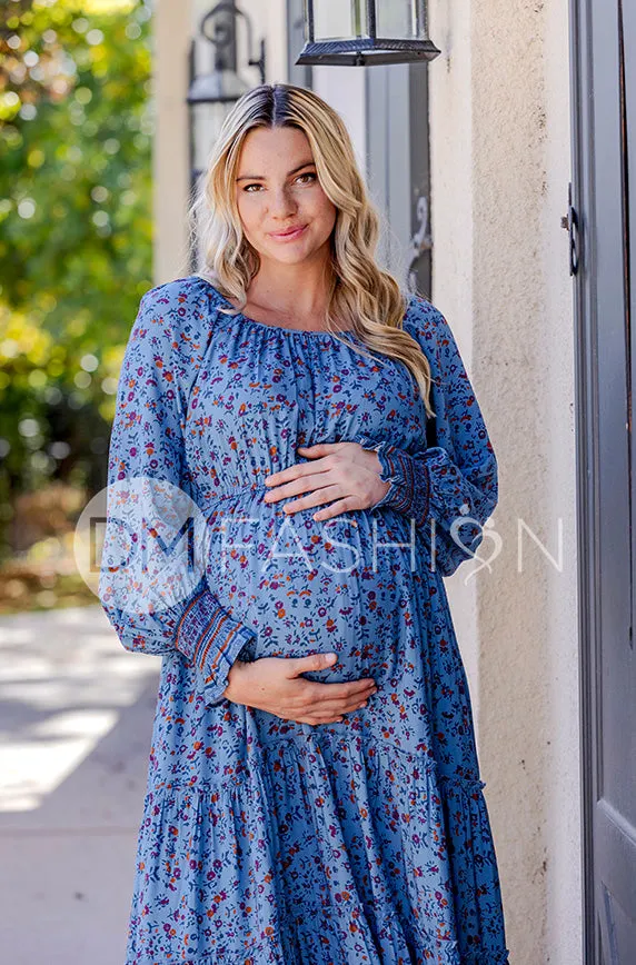 Kali Blue Floral Dress - DM Exclusive - Maternity Friendly