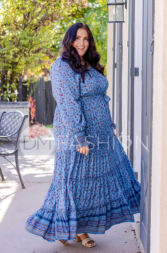 Kali Blue Floral Dress - DM Exclusive - Maternity Friendly