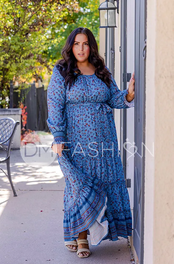 Kali Blue Floral Dress - DM Exclusive - Maternity Friendly