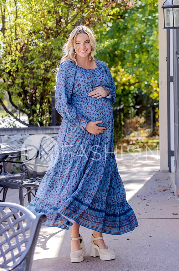 Kali Blue Floral Dress - DM Exclusive - Maternity Friendly