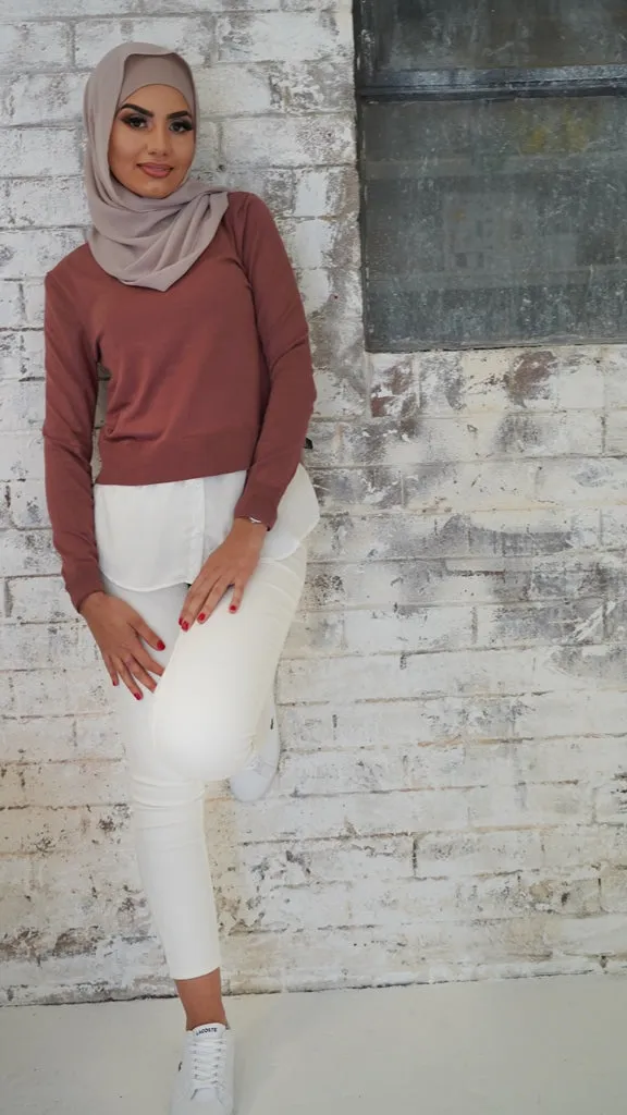 Knit Chiffon Shirt Jumper