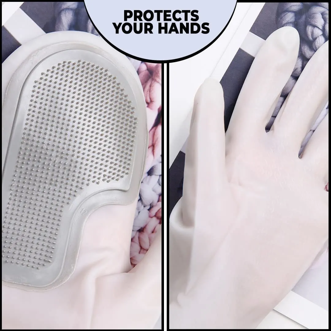Kuber Industries Multi-Purpose Silicon Gloves For Kitchen Cleaning, Pet Grooming & Gardening|Reusable Gardening Gloves|Grey,Pack of3