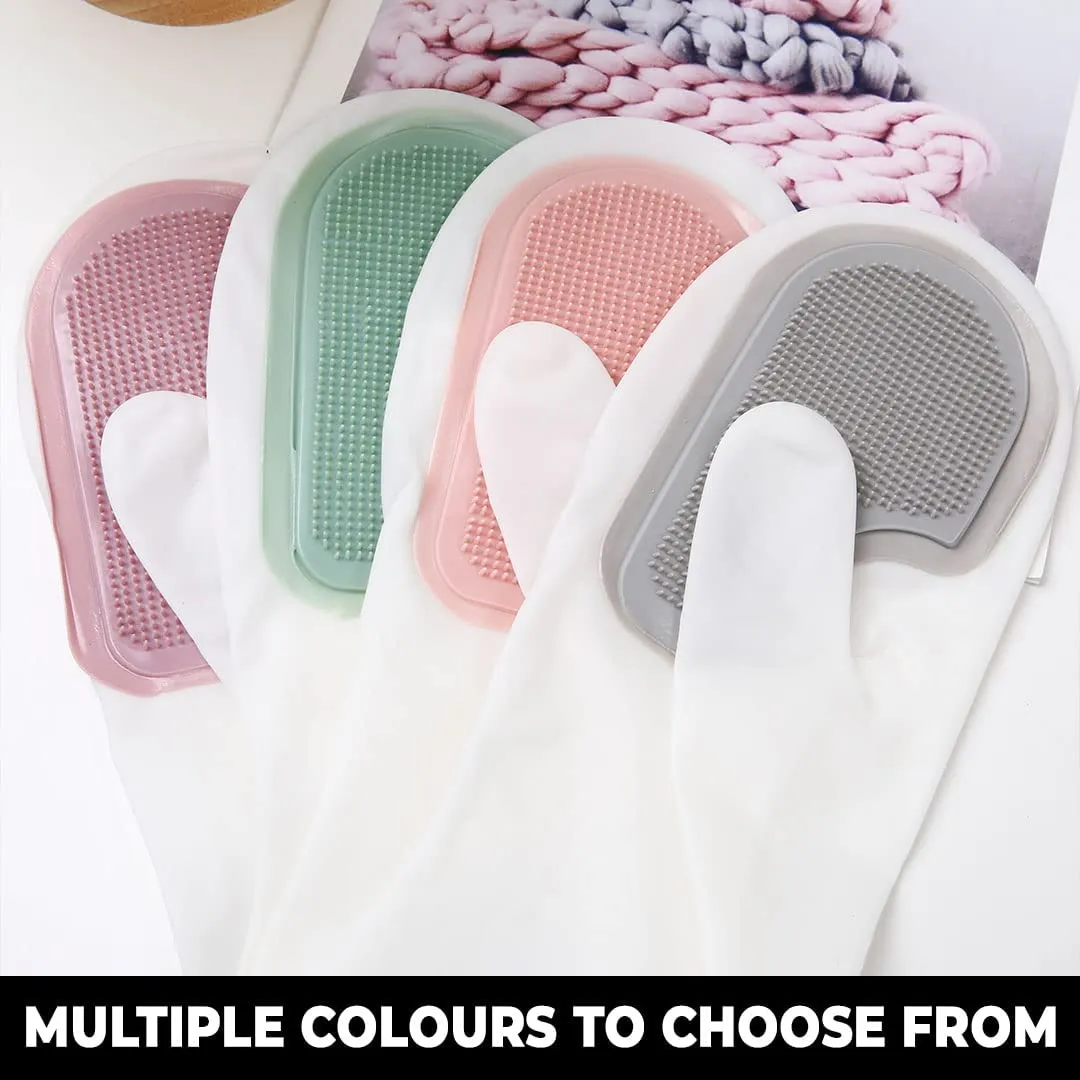 Kuber Industries Multi-Purpose Silicon Gloves For Kitchen Cleaning, Pet Grooming & Gardening|Reusable Gardening Gloves|Grey,Pack of3