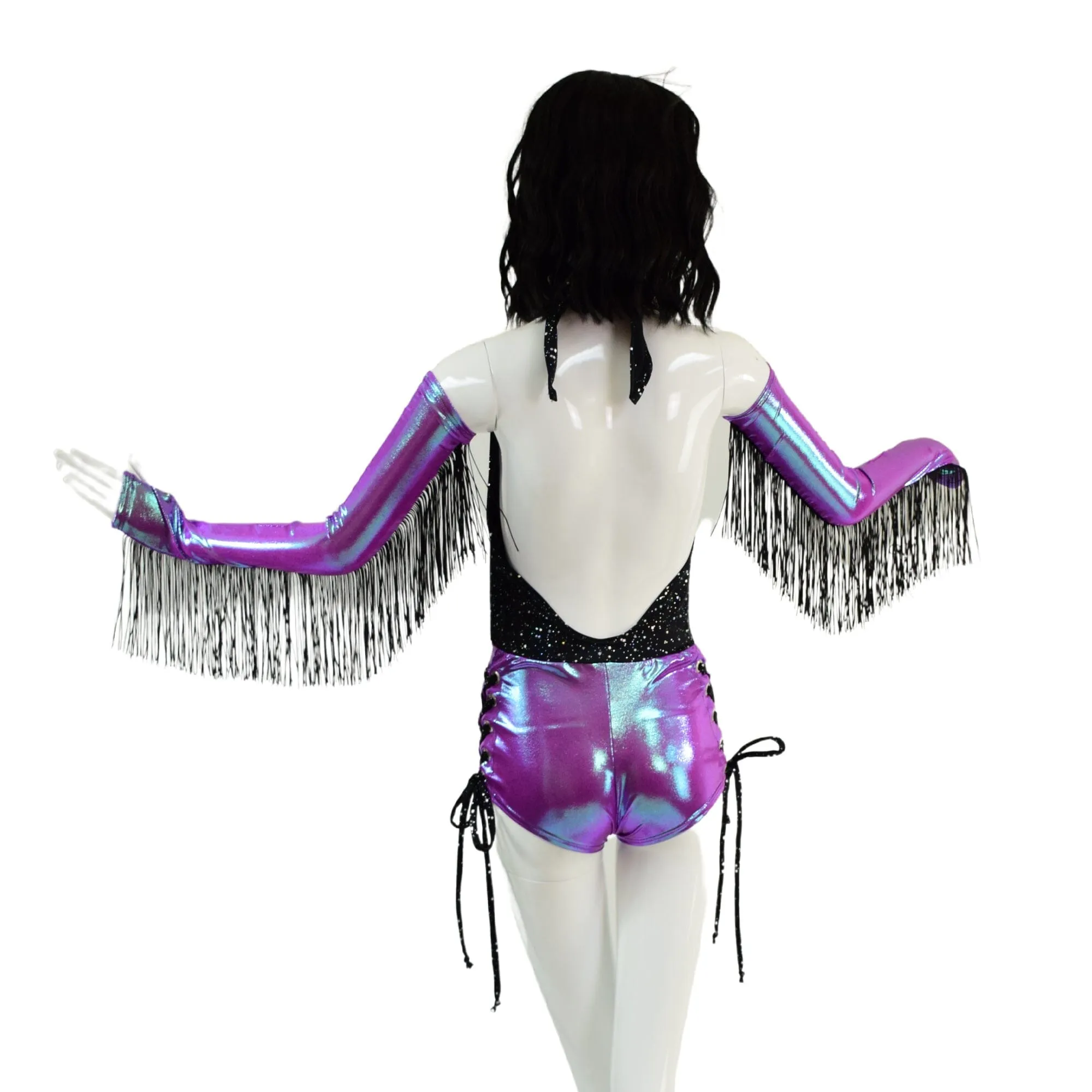 Laceup Josie Romper with Fringed Fingerless Gloves