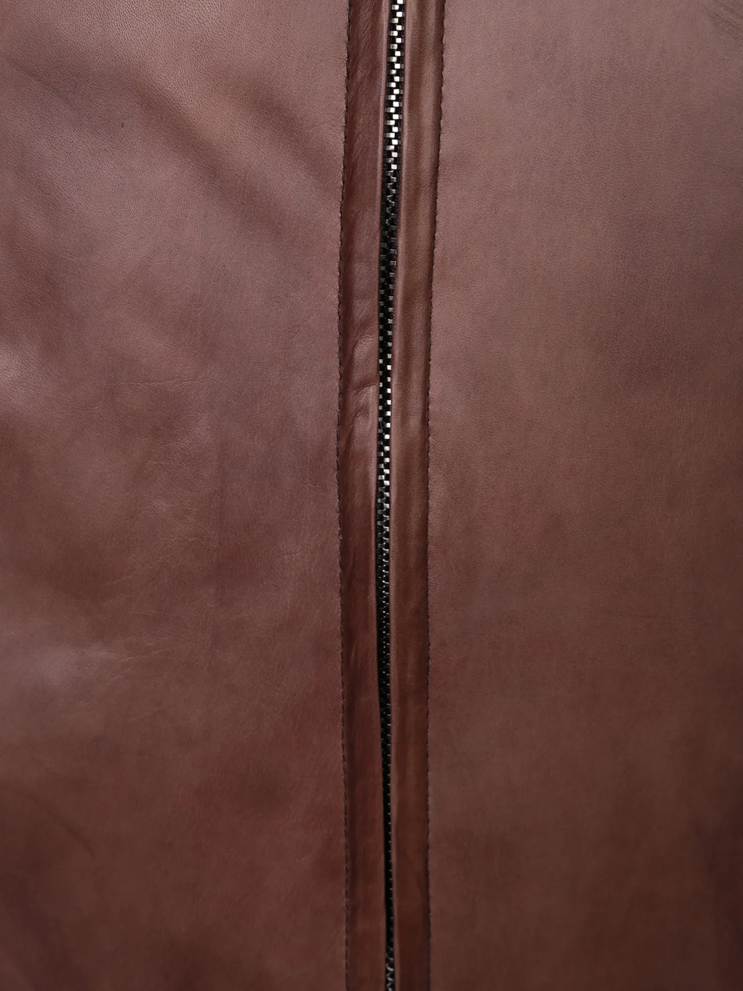 Leather brown/blue bomber jacket