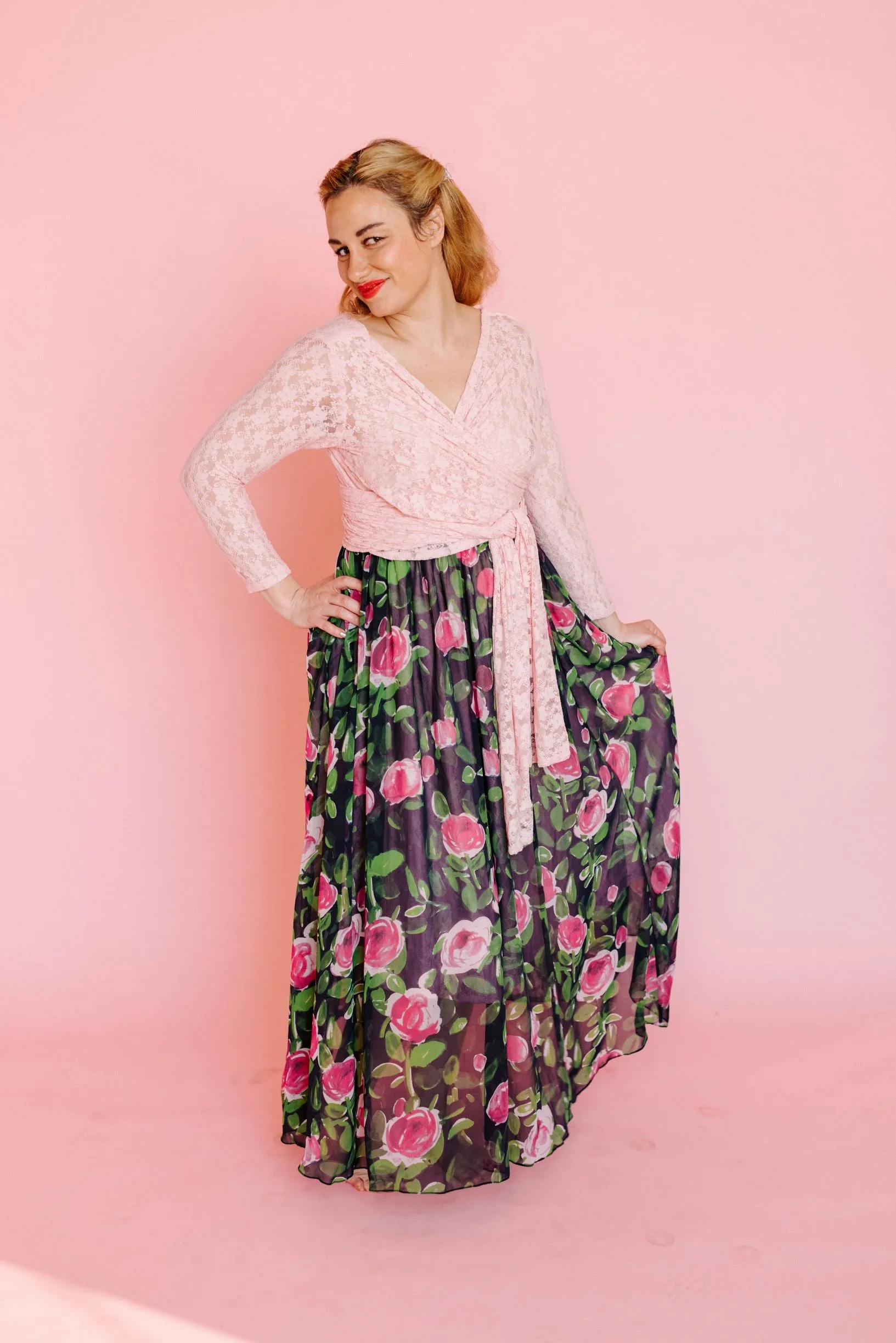 Maxi Skirt Overlay in Pink