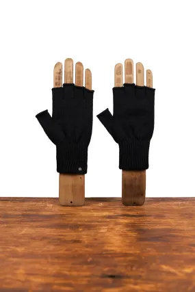 NEW Black Merino Wool and Recycled Polyester Fingerless Gloves