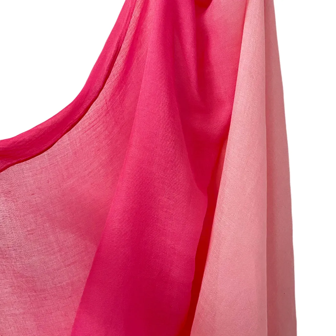 Pink Ombre Double Shaded Viscose Scarf with Corner Tassels