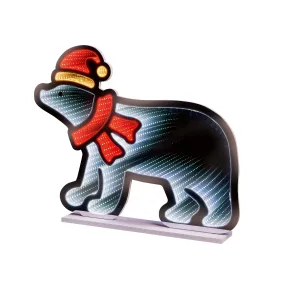 Premier Standing Polar Bear with Hat & Scarf Infinity Mirror Light 60cm