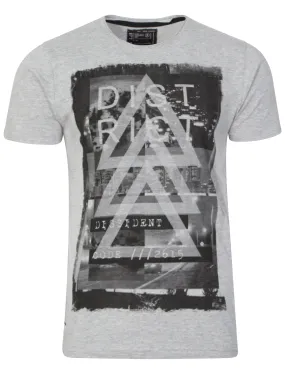 Rict City Skyline Motif T-shirt in Light Grey Marl - Dissident