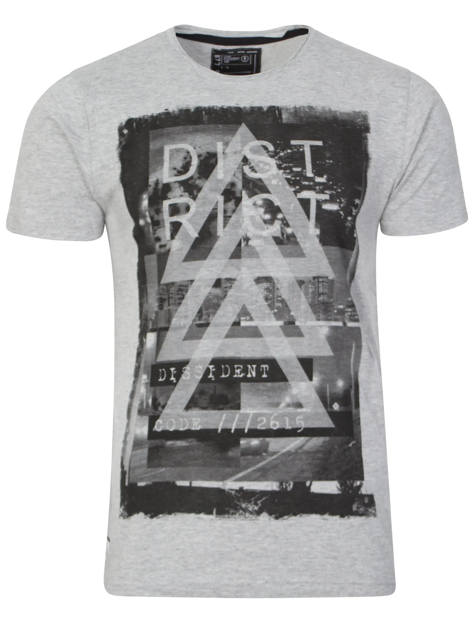 Rict City Skyline Motif T-shirt in Light Grey Marl - Dissident