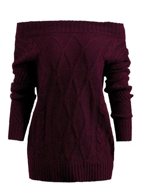 Romantic Shoulder Geometric Pullover Sweater