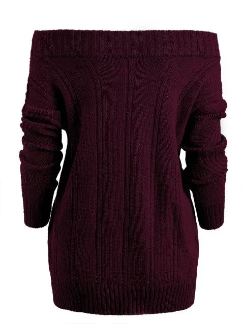 Romantic Shoulder Geometric Pullover Sweater