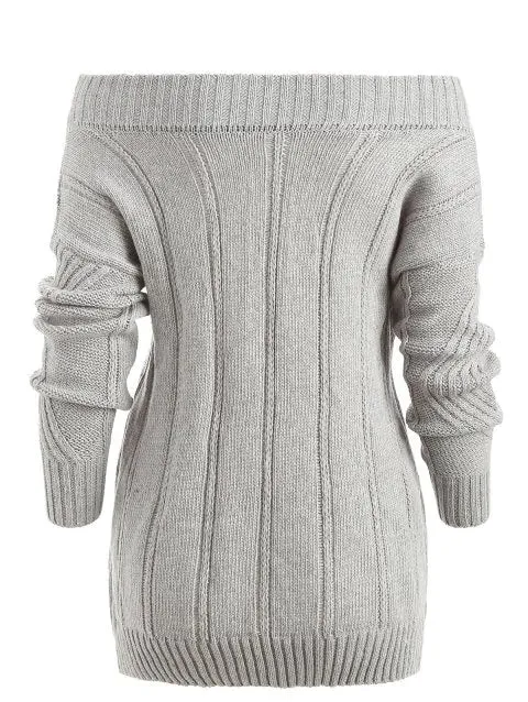 Romantic Shoulder Geometric Pullover Sweater