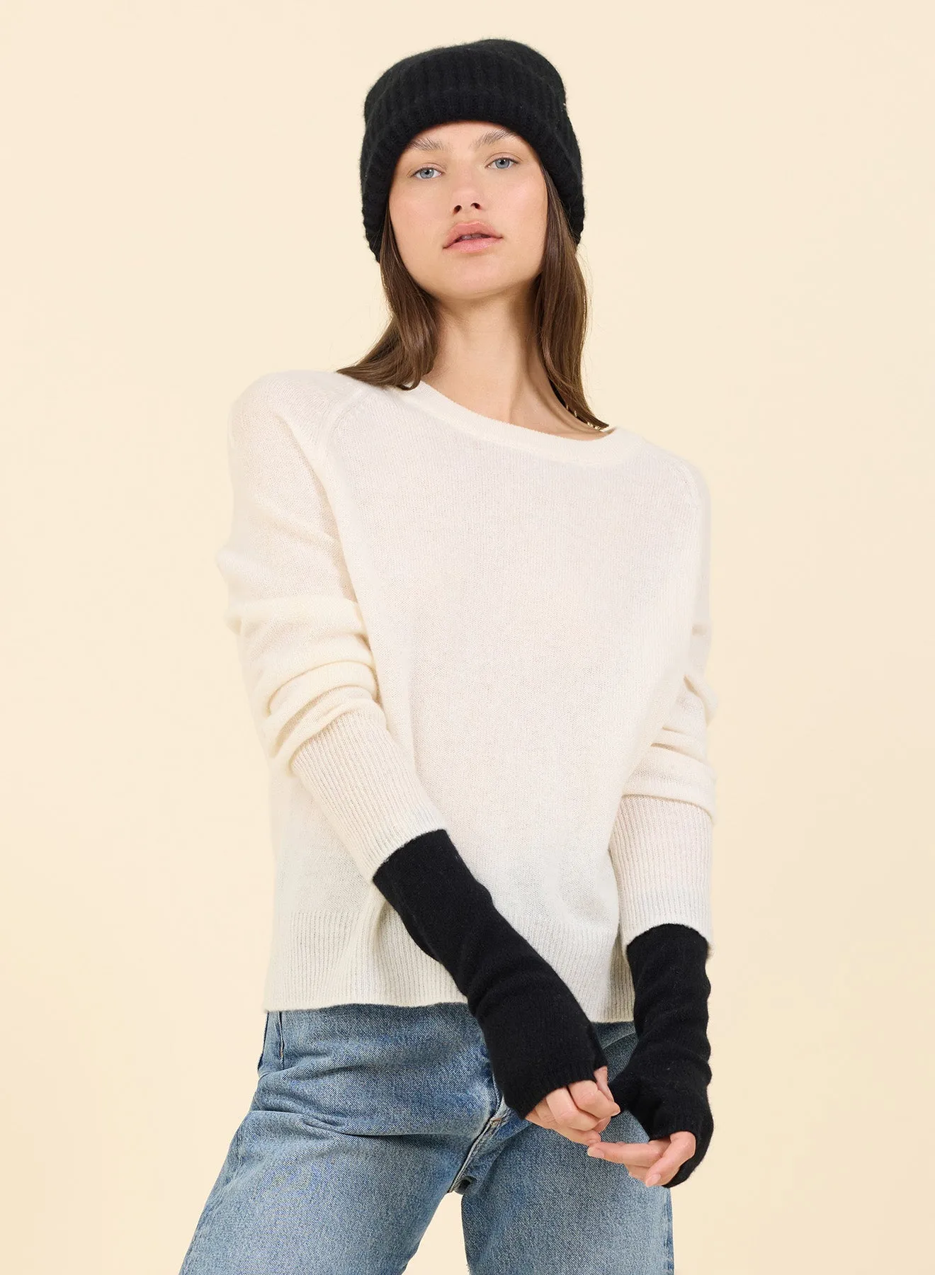 Sloane Cashmere Fingerless Gloves - Black