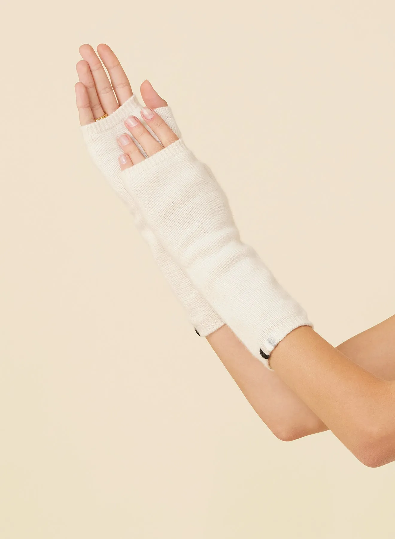 Sloane Cashmere Fingerless Gloves - Ivory