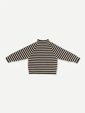 STRIPE FELTED JUMPER BLACK & OATMEAL