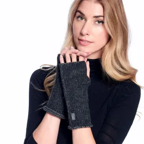 Unisex Alpaca Fingerless Roll Gloves - Carbon