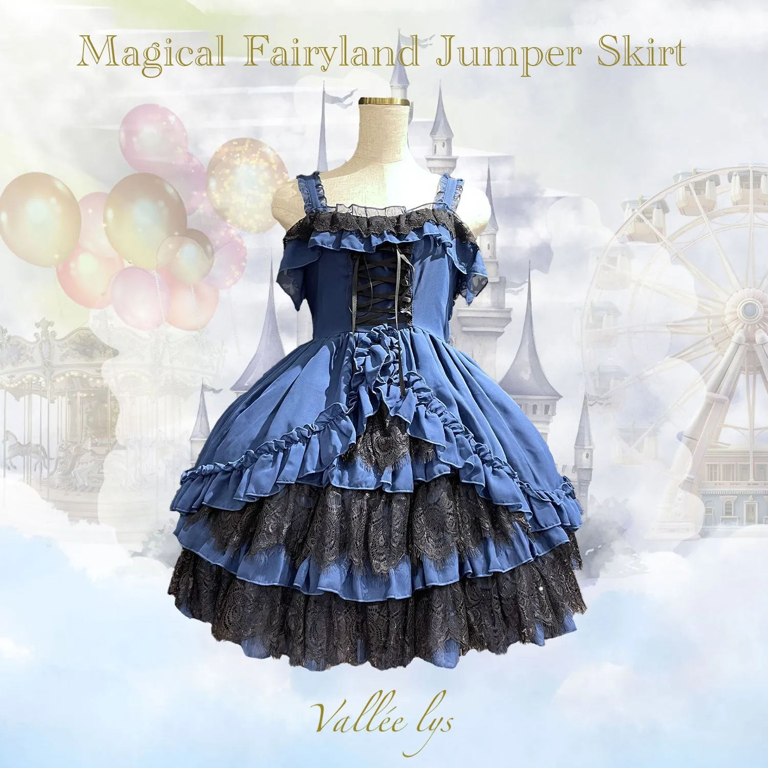 【Vallée lys】ヴァレリス　Magical Fairyland Jumper Skirt　 White/Pink/Bordeaux/Navy/ Black× White/ Black