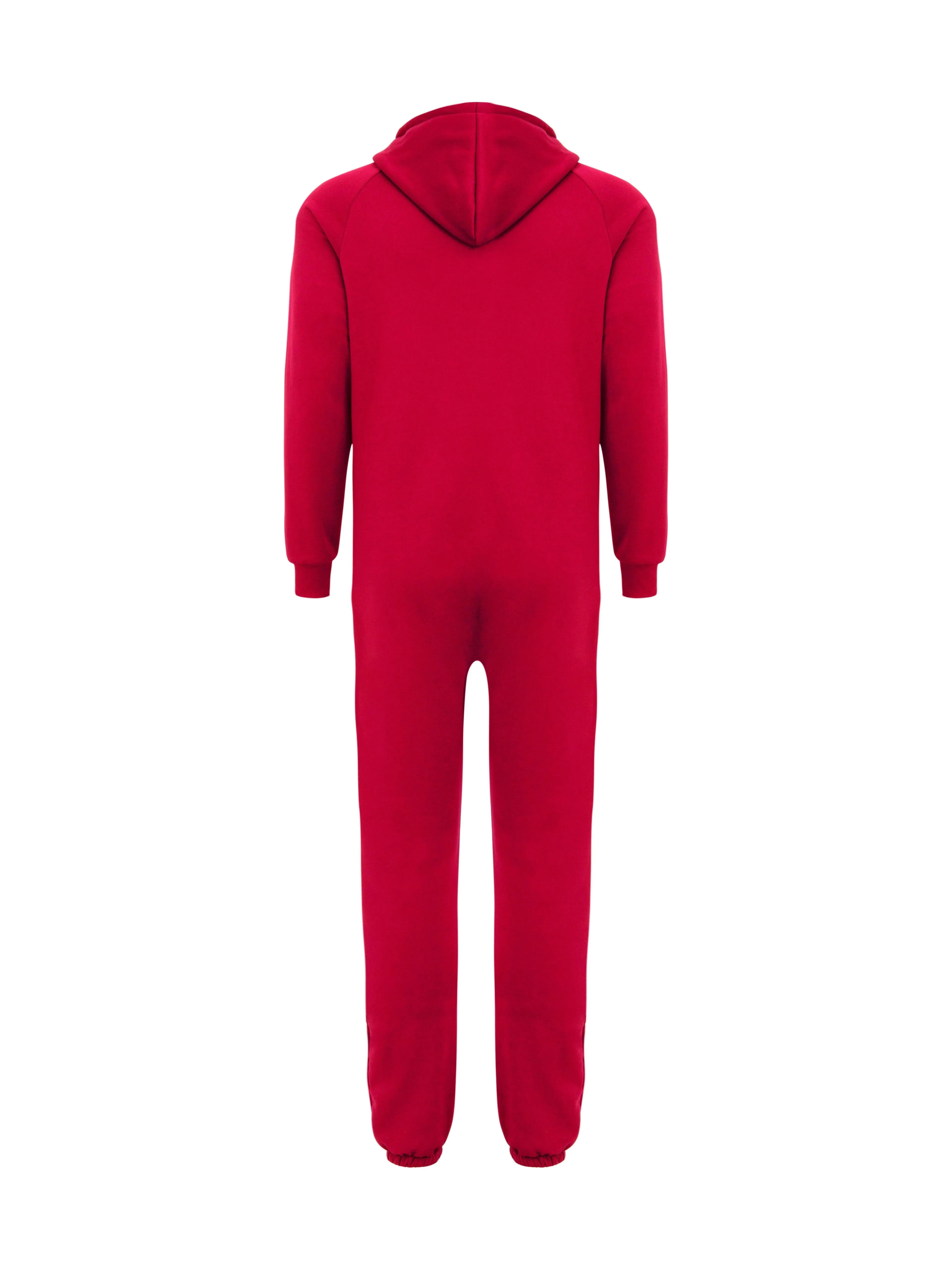 Winter Men's One-piece Thermal Hooded Jumpsuit for Casual Zip Up