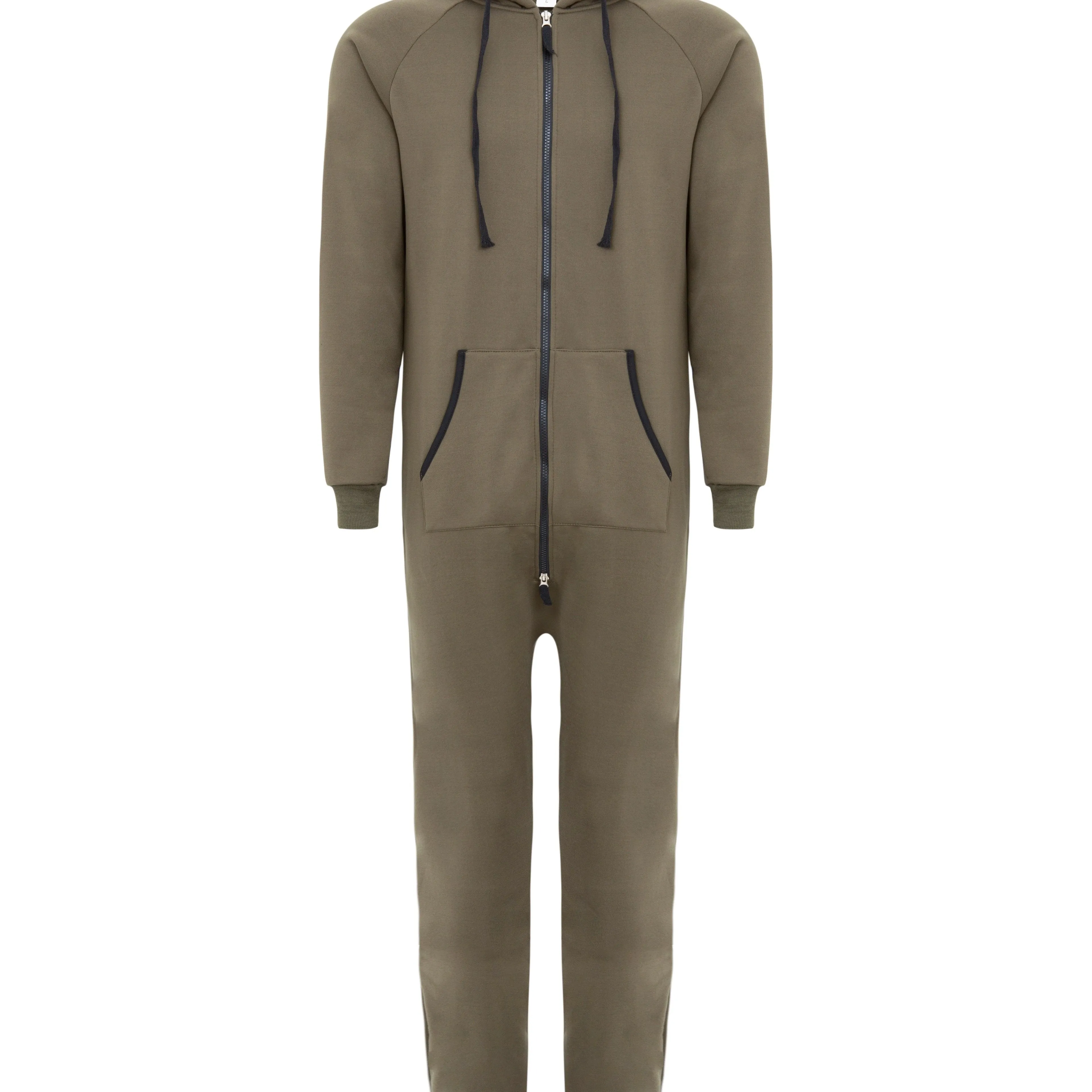 Winter Men's One-piece Thermal Hooded Jumpsuit for Casual Zip Up