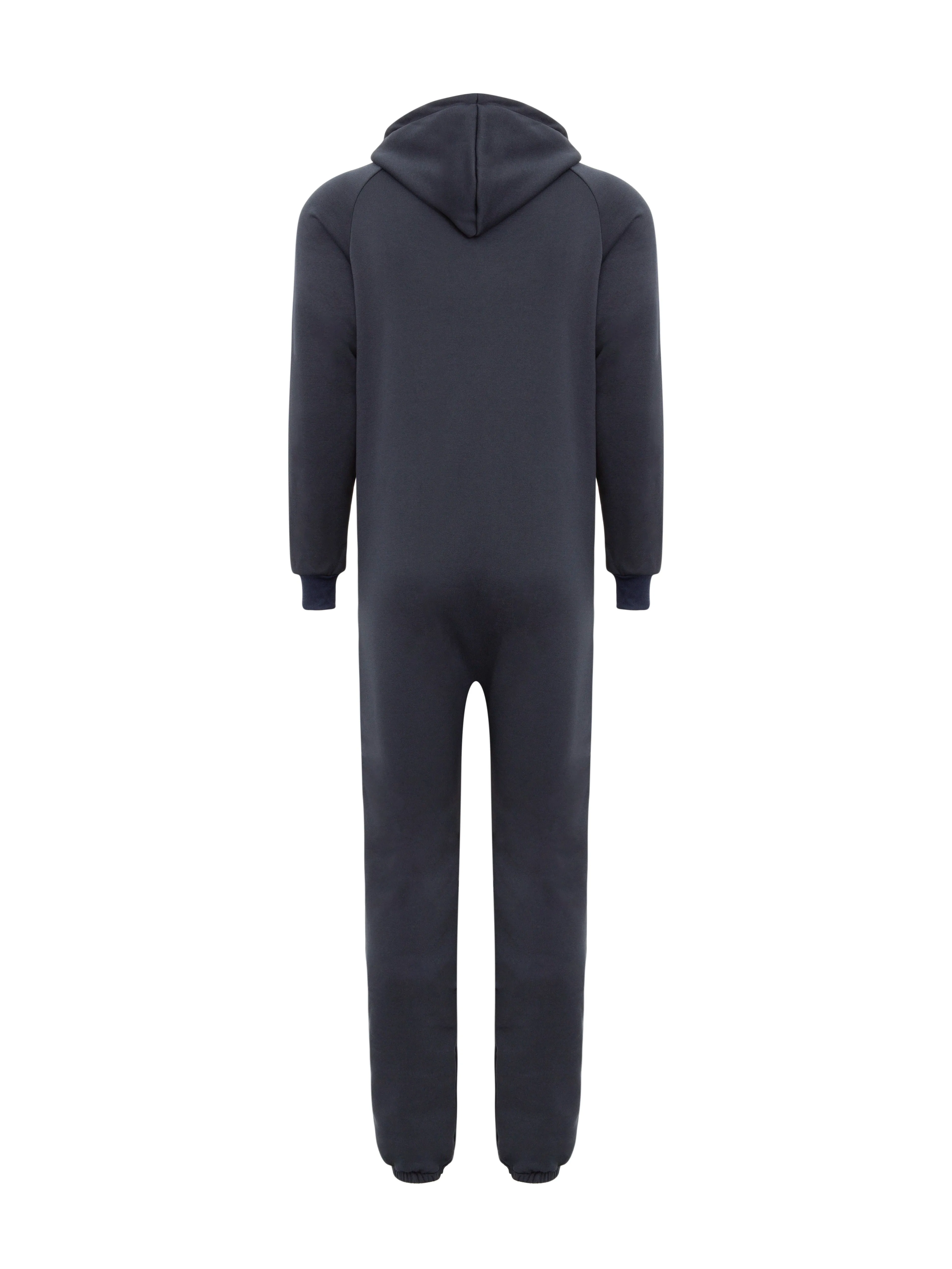 Winter Men's One-piece Thermal Hooded Jumpsuit for Casual Zip Up