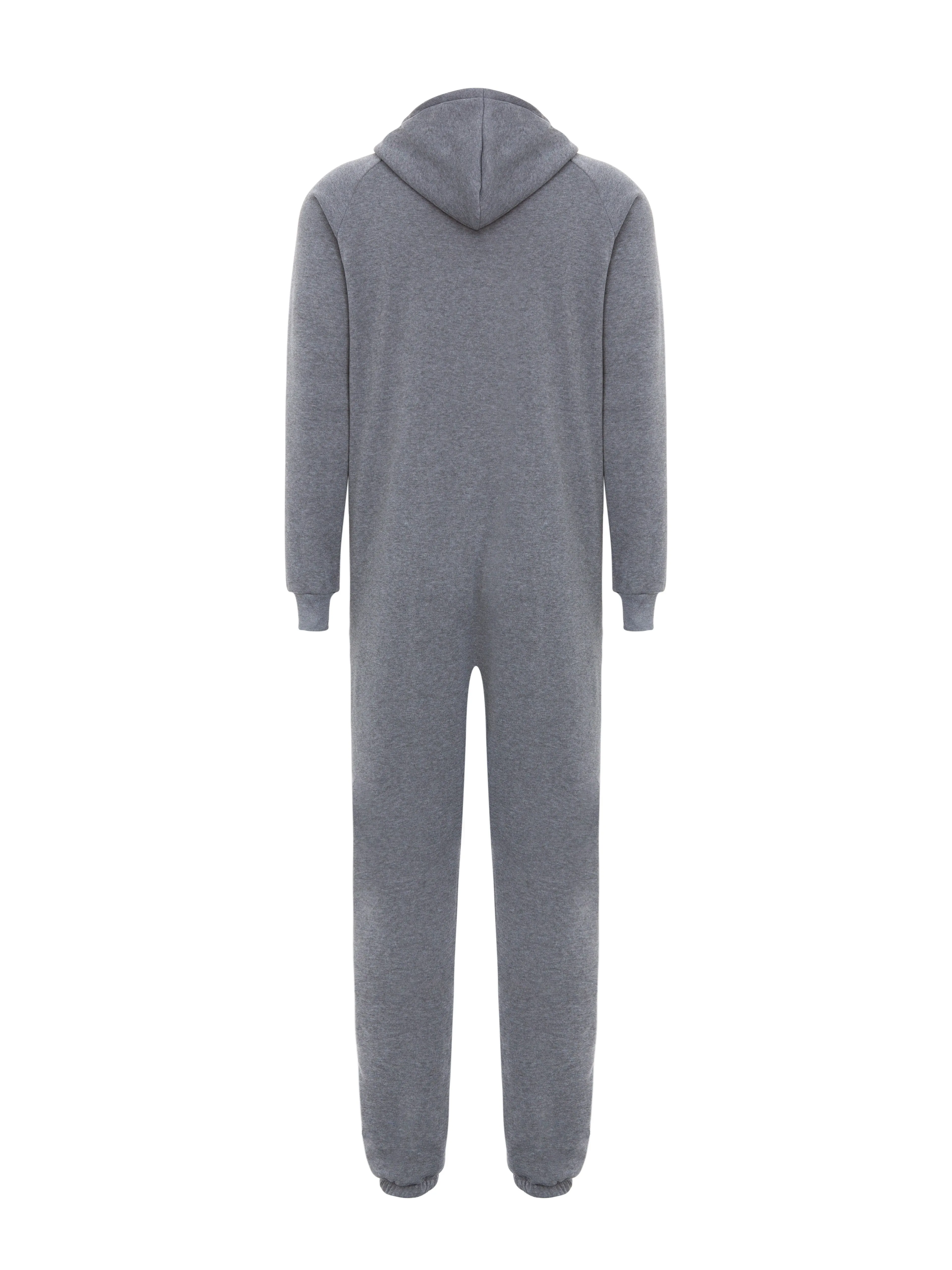 Winter Men's One-piece Thermal Hooded Jumpsuit for Casual Zip Up