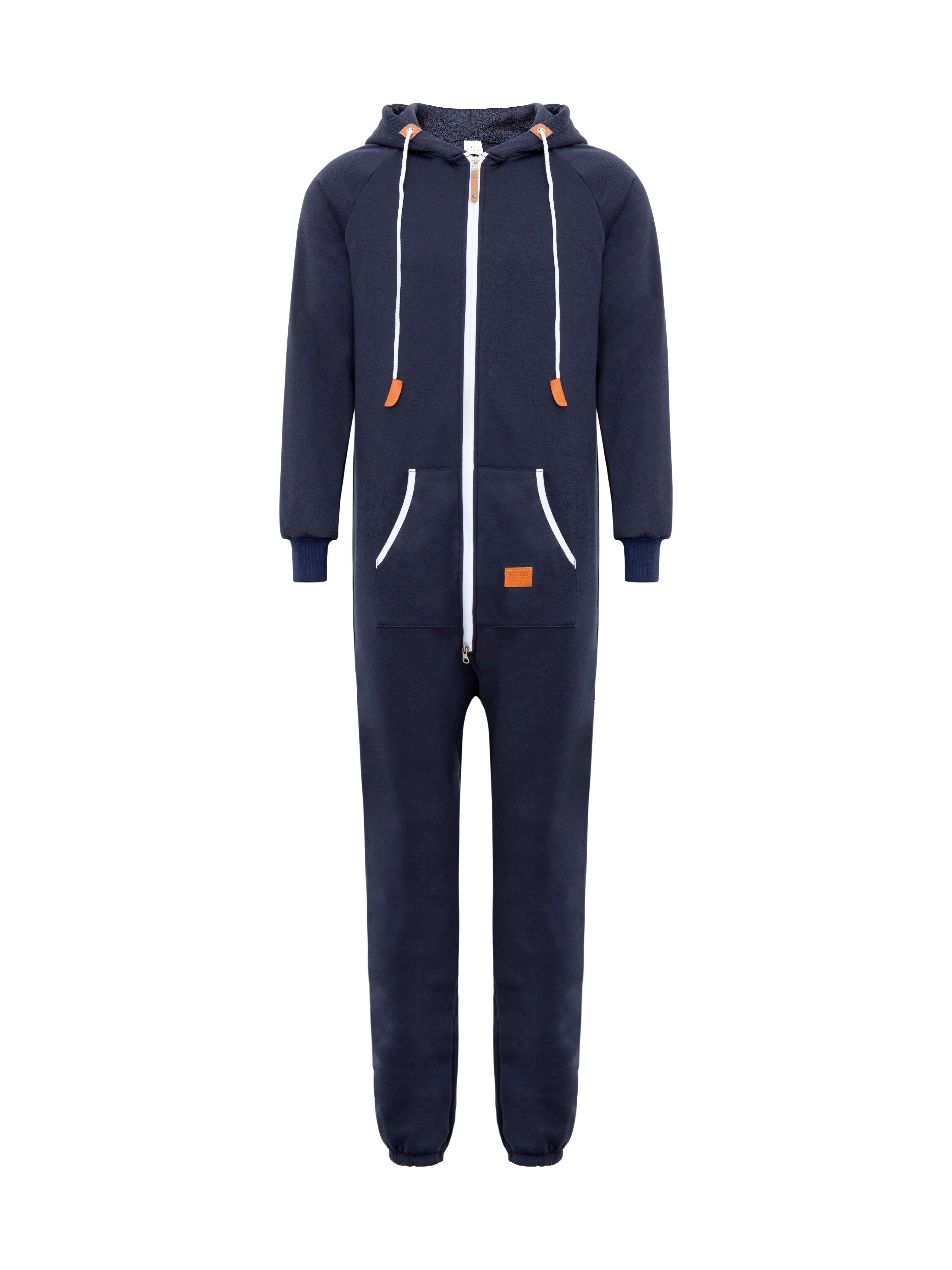 Winter Men's One-piece Thermal Hooded Jumpsuit for Casual Zip Up