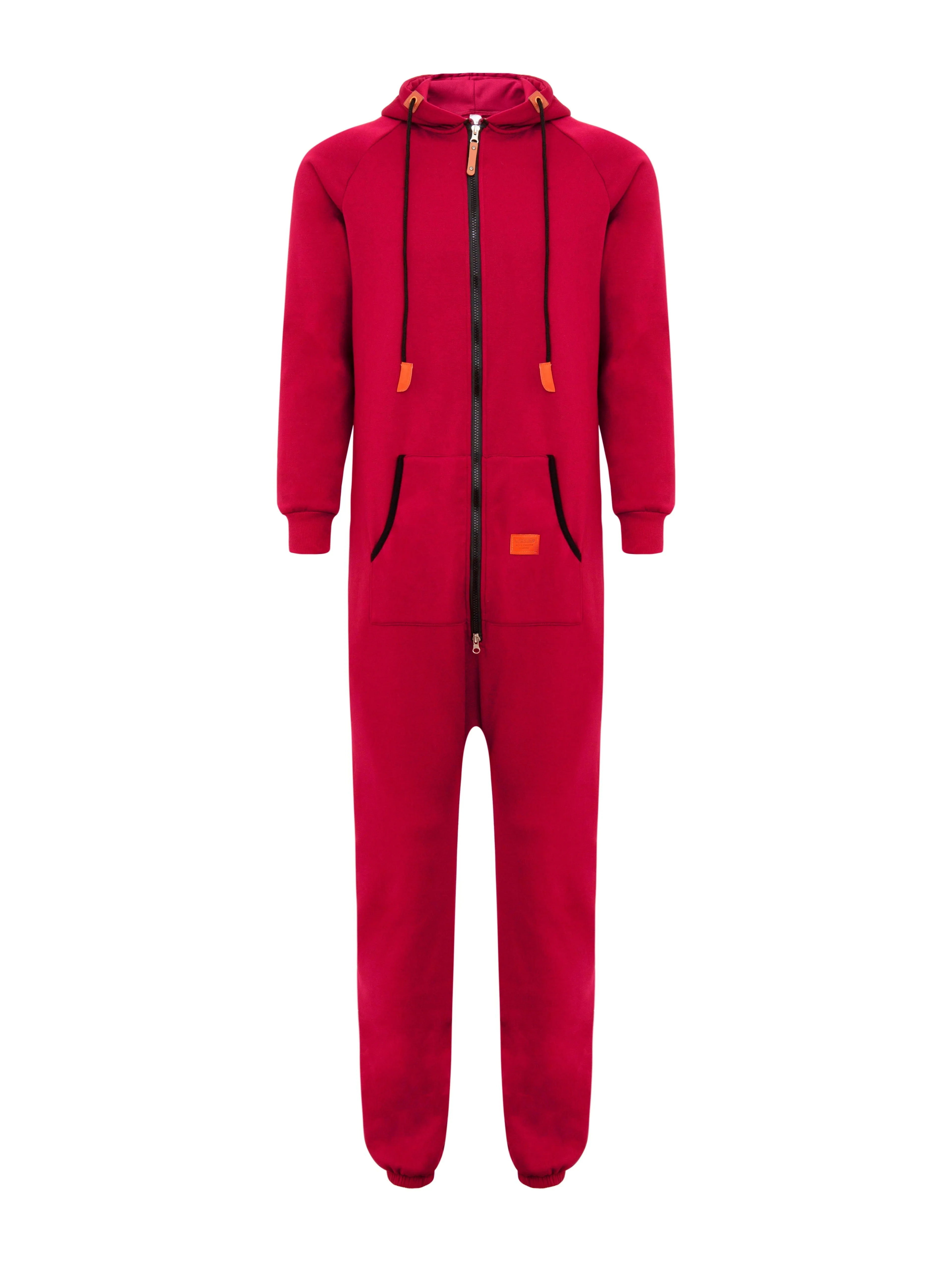 Winter Men's One-piece Thermal Hooded Jumpsuit for Casual Zip Up