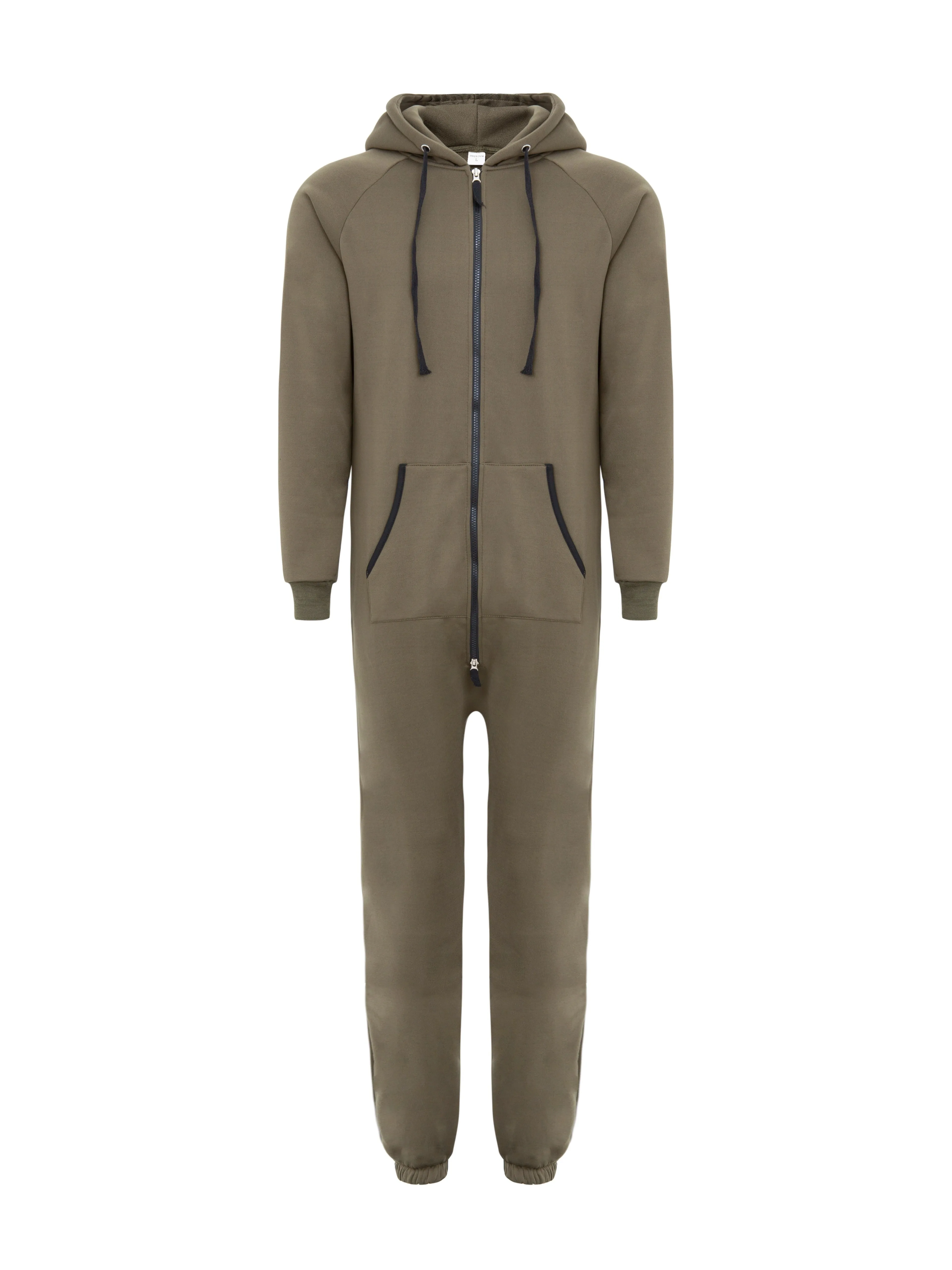 Winter Men's One-piece Thermal Hooded Jumpsuit for Casual Zip Up