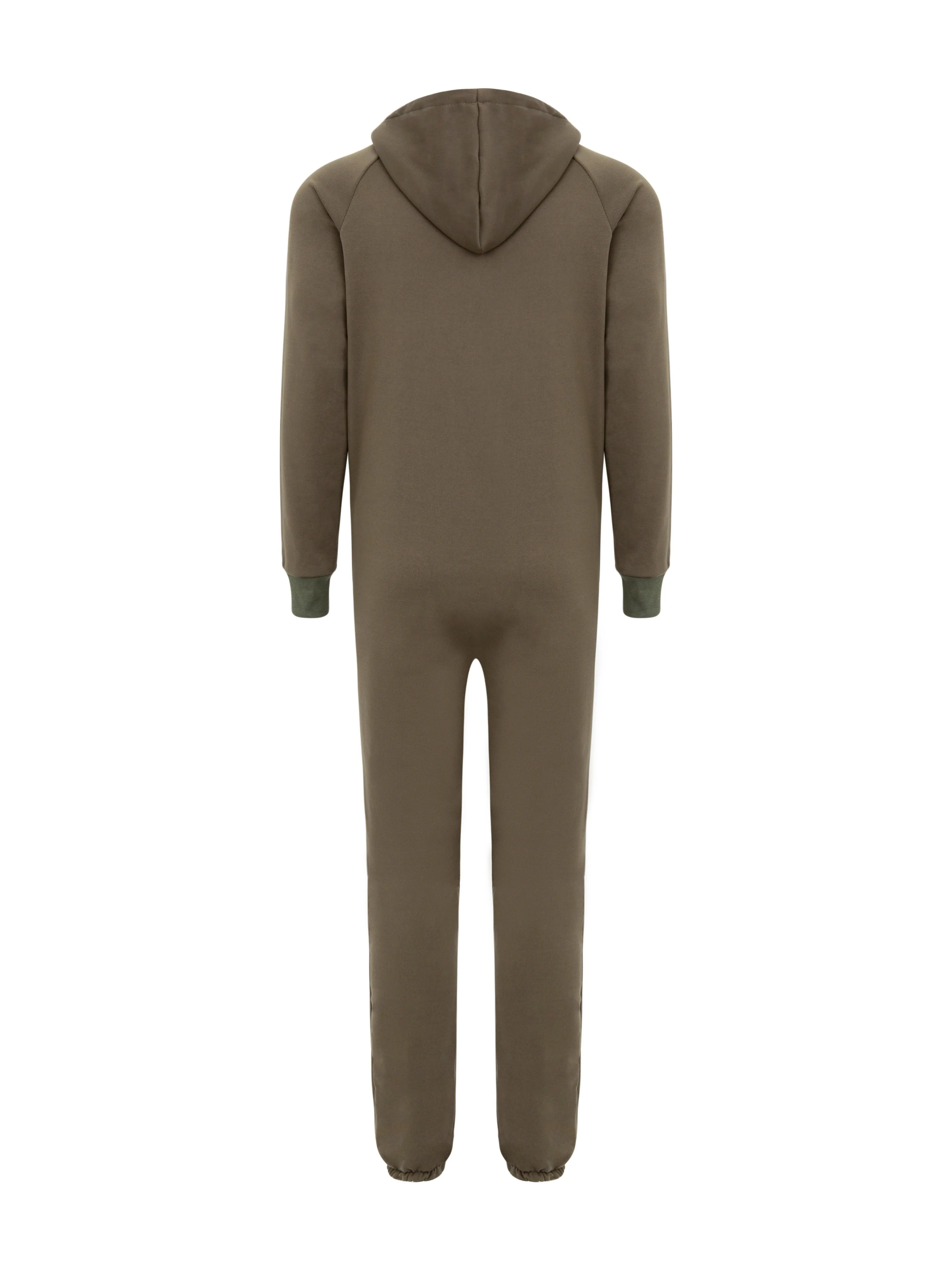 Winter Men's One-piece Thermal Hooded Jumpsuit for Casual Zip Up