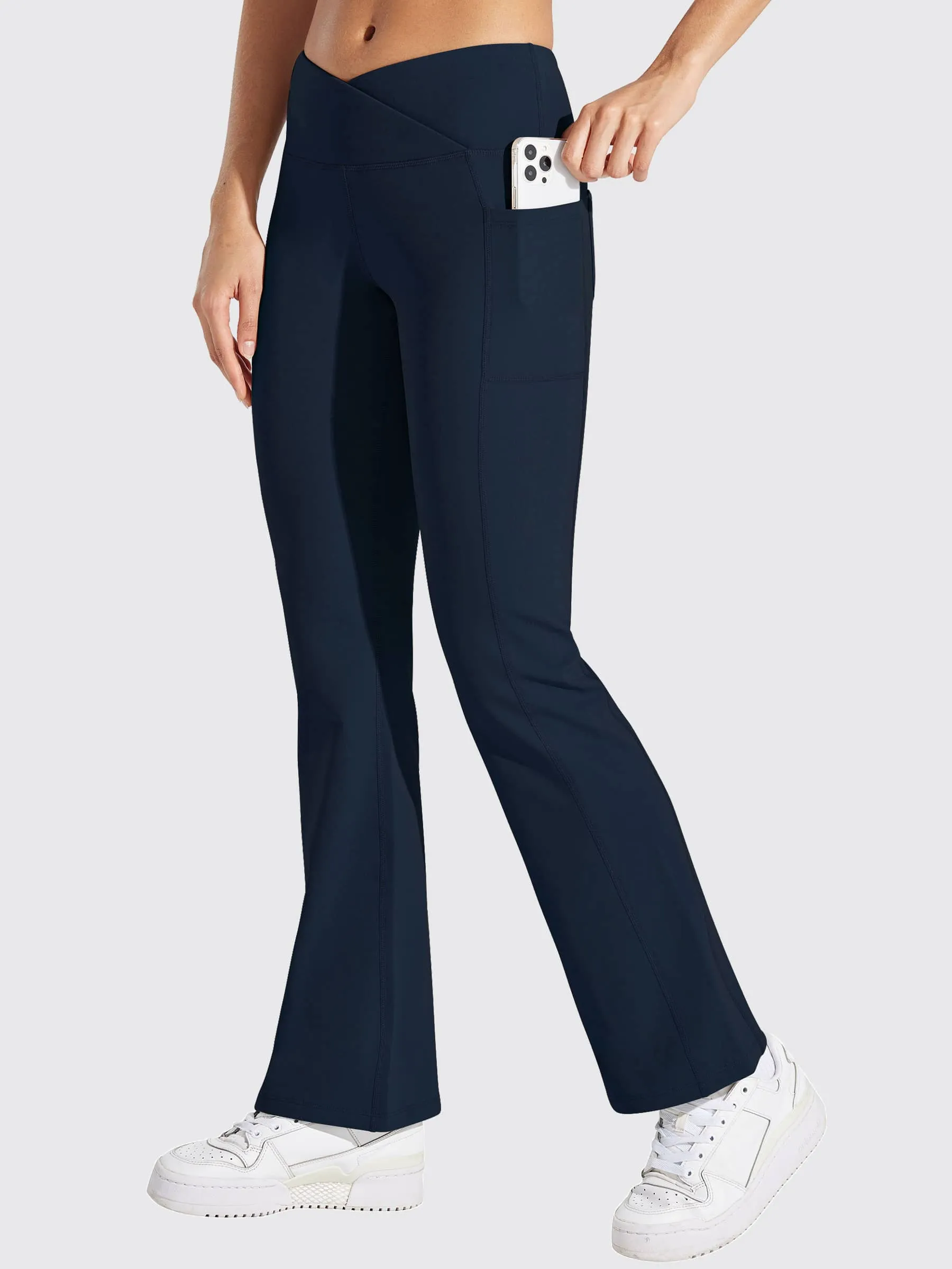 Women's Fleece Lined Crossover Flared Leggings