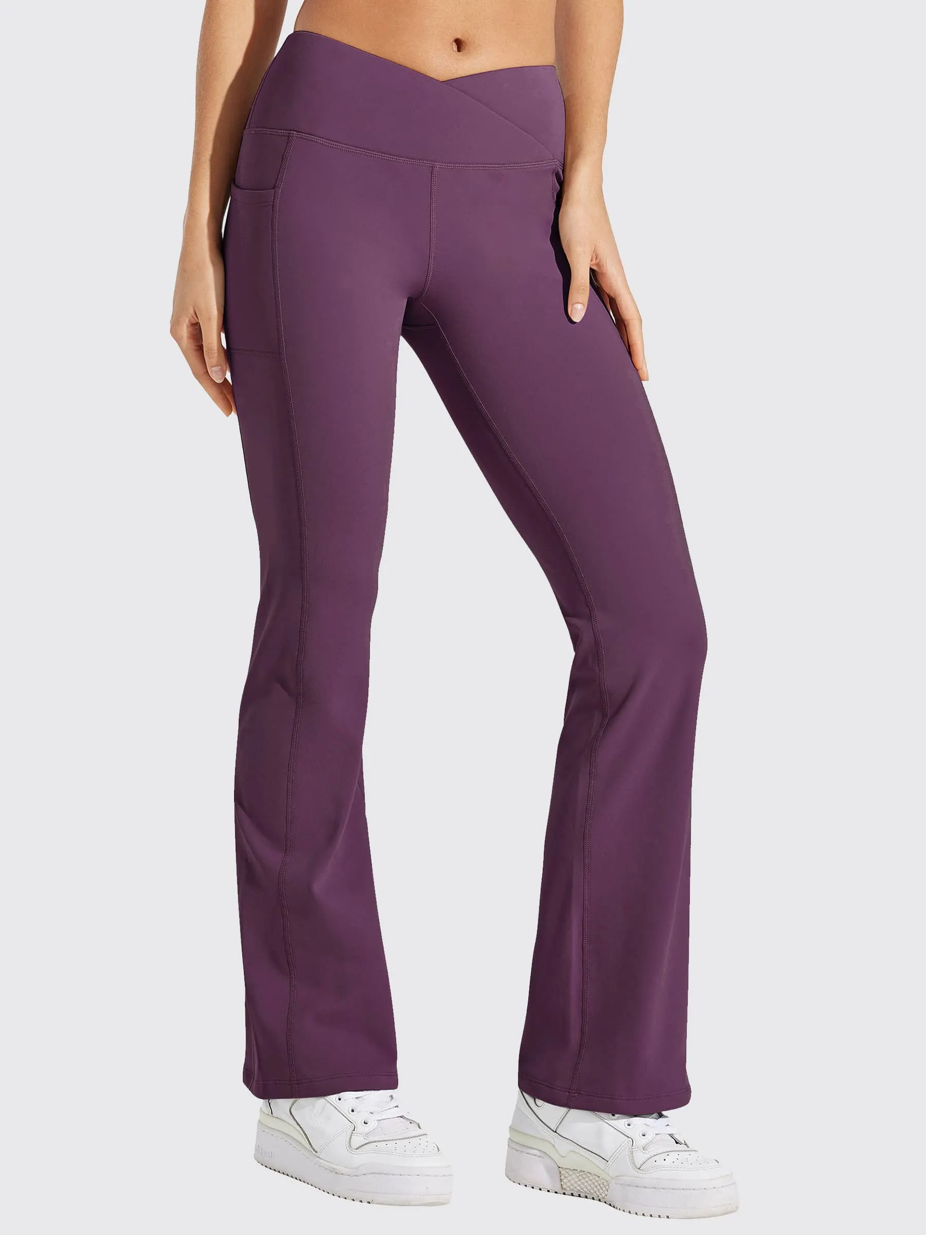 Women's Fleece Lined Crossover Flared Leggings