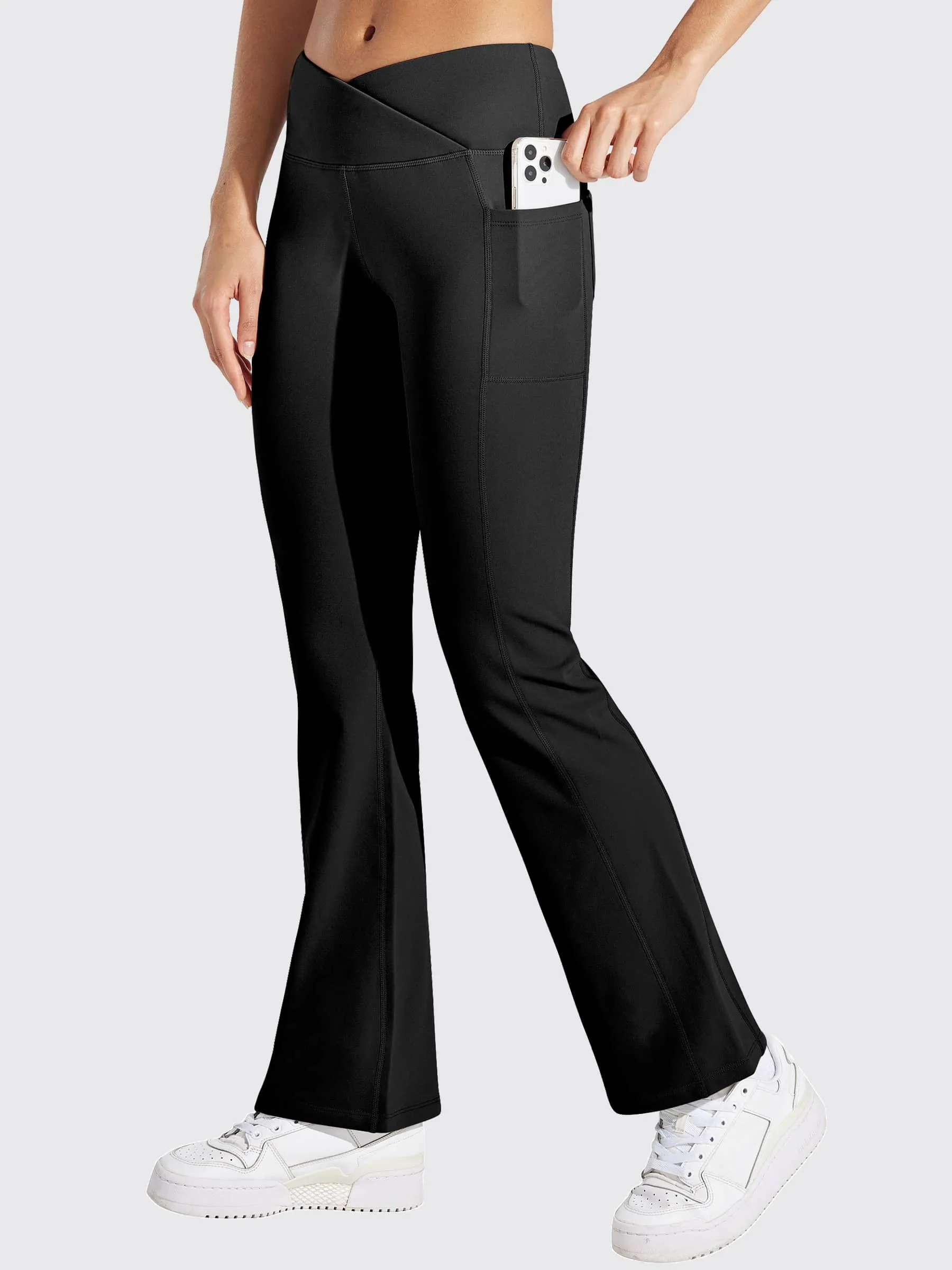 Women's Fleece Lined Crossover Flared Leggings