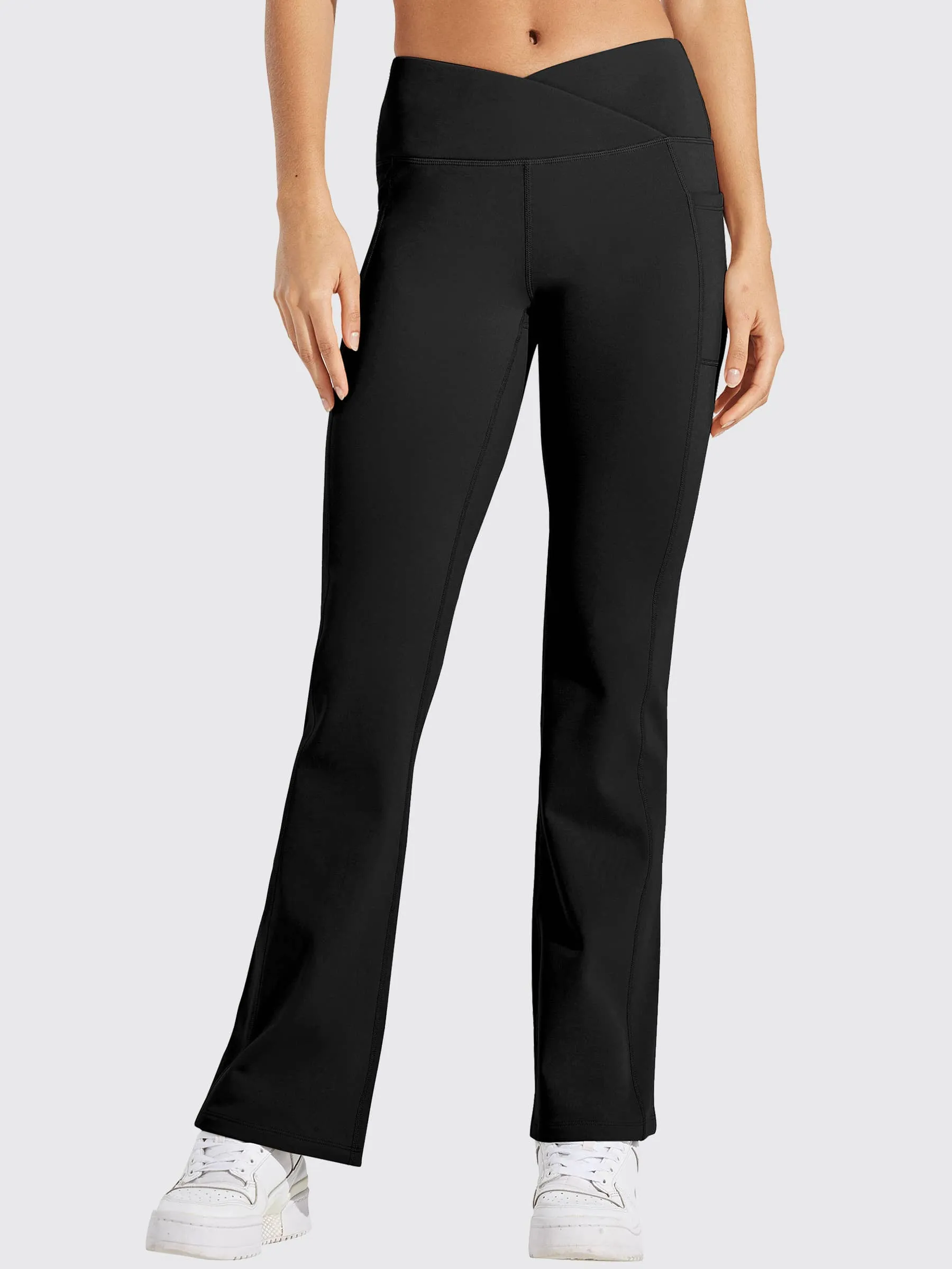 Women's Fleece Lined Crossover Flared Leggings