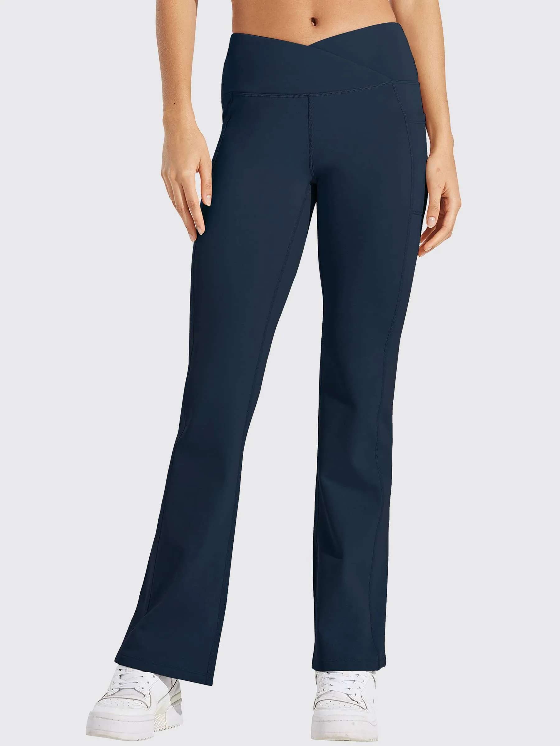 Women's Fleece Lined Crossover Flared Leggings
