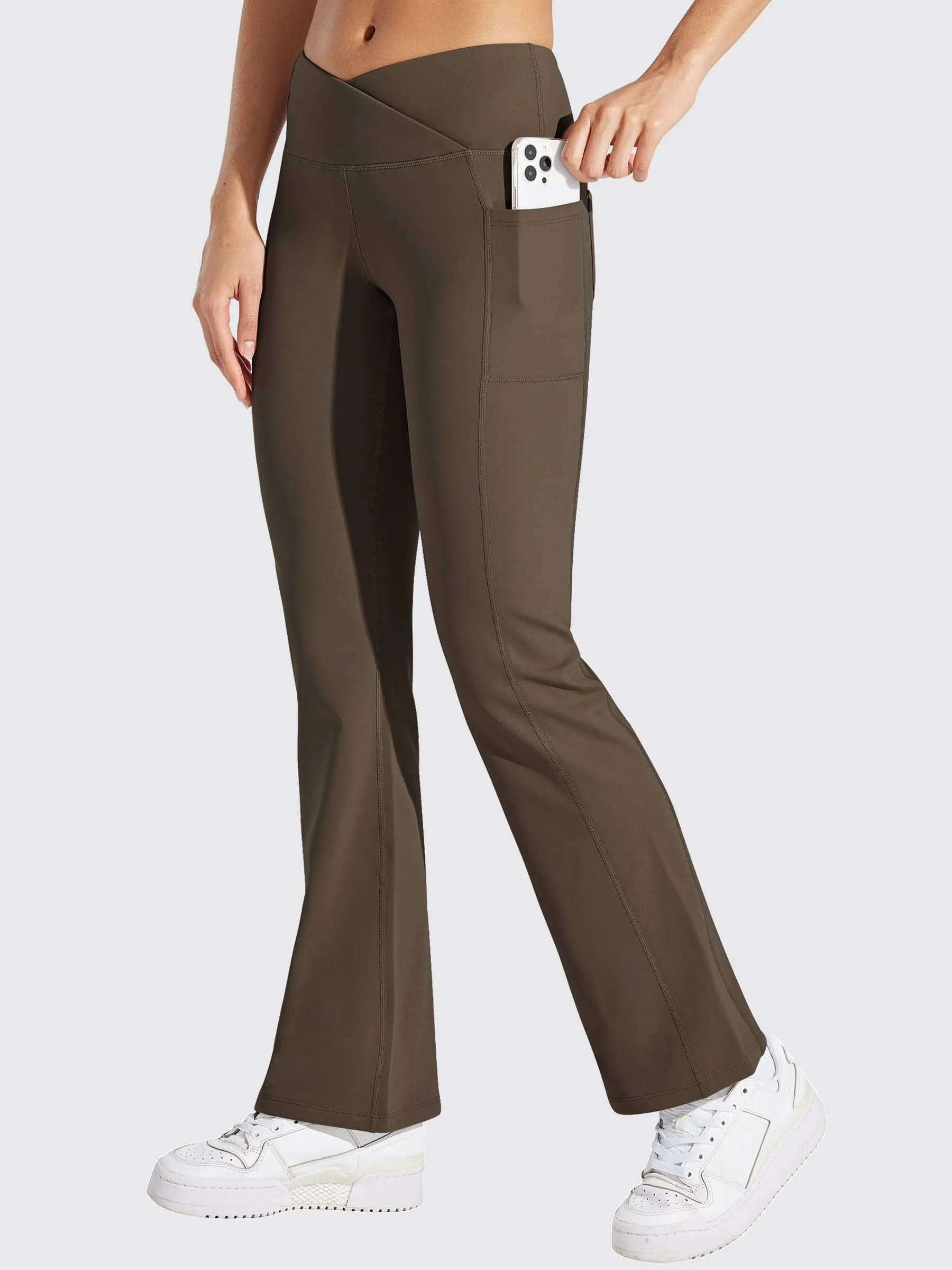 Women's Fleece Lined Crossover Flared Leggings