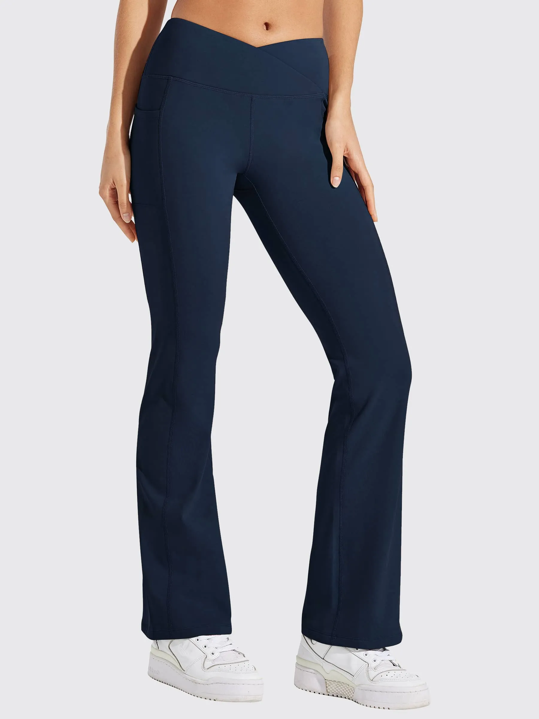 Women's Fleece Lined Crossover Flared Leggings