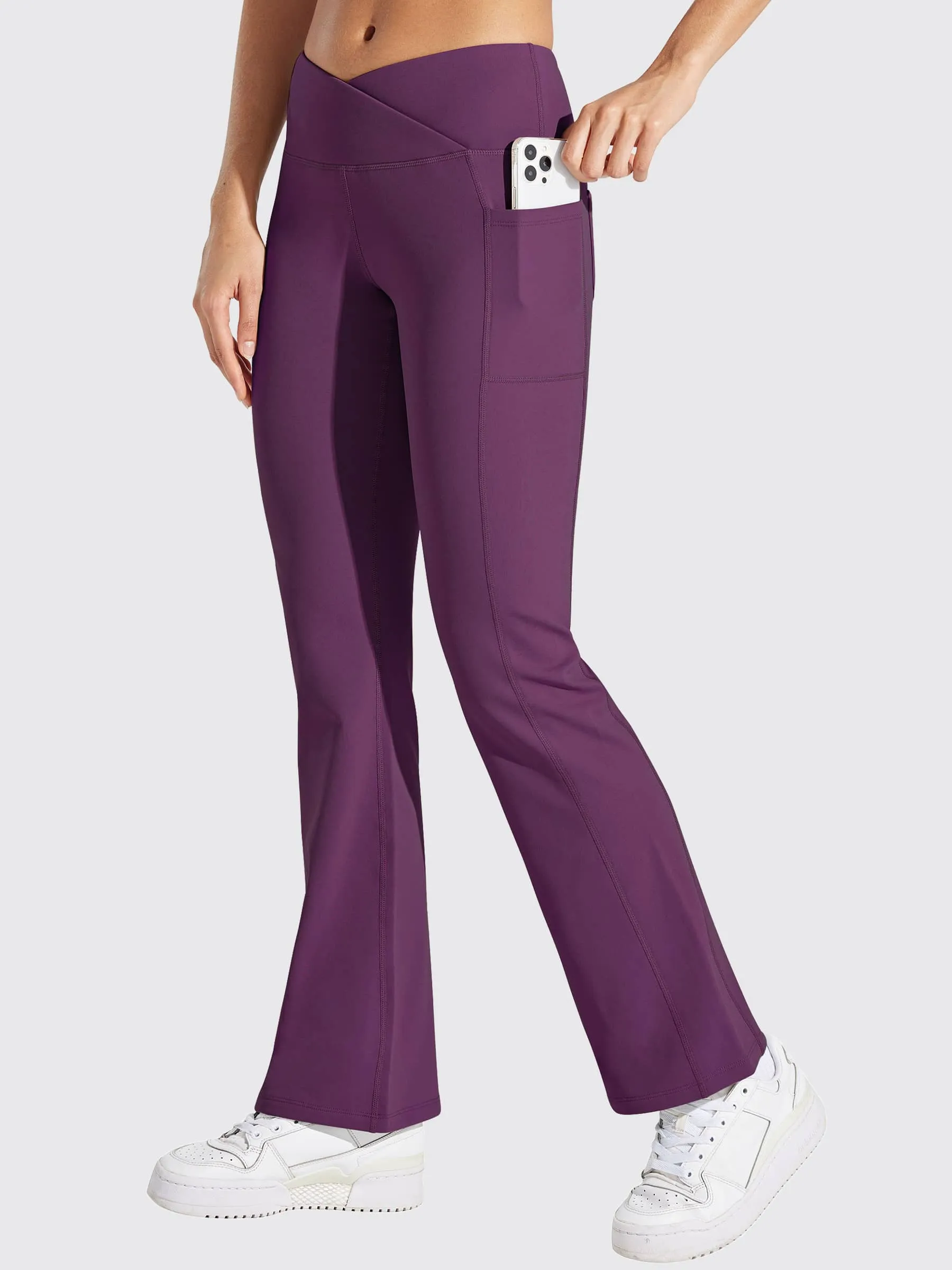 Women's Fleece Lined Crossover Flared Leggings