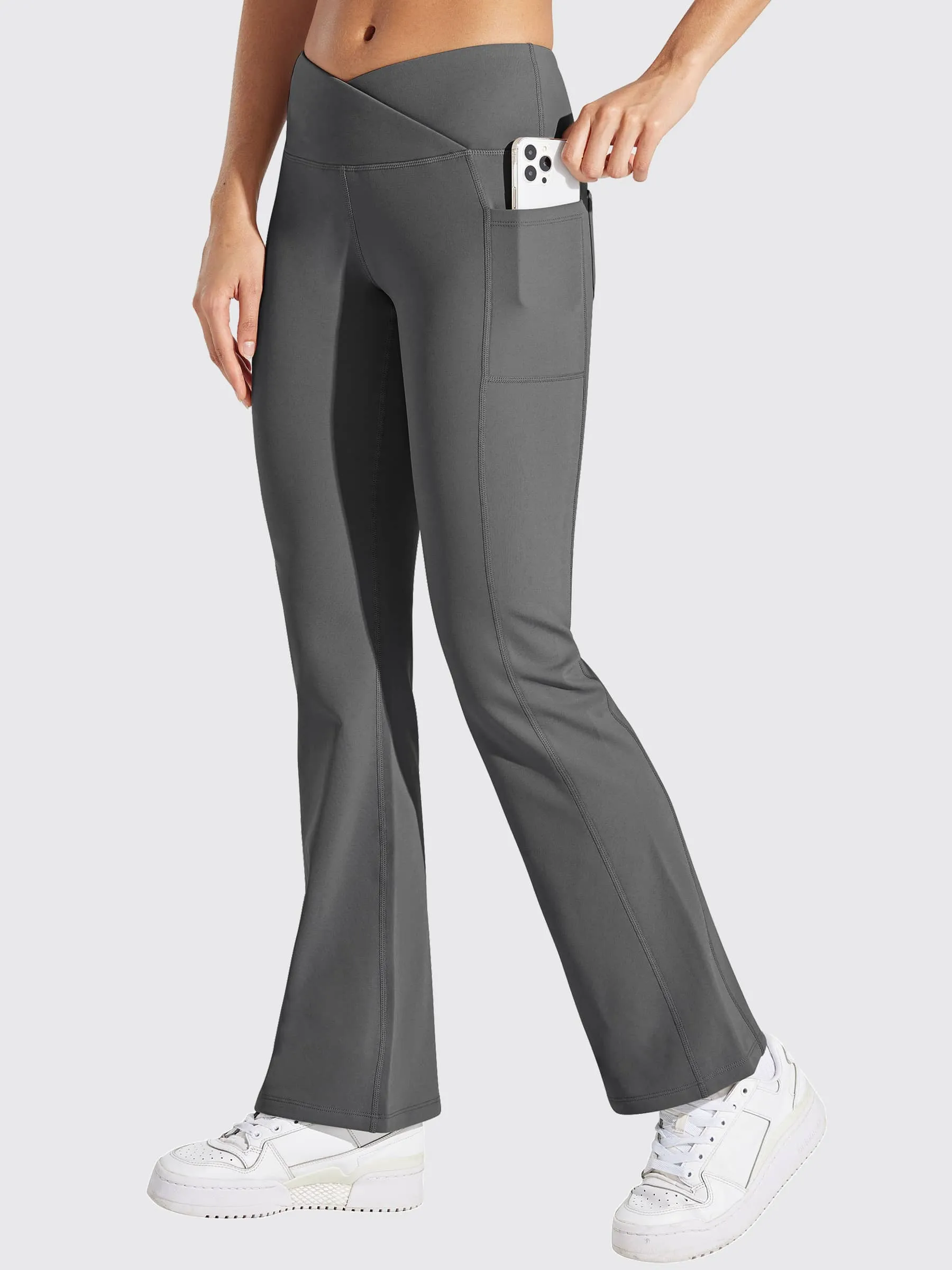 Women's Fleece Lined Crossover Flared Leggings