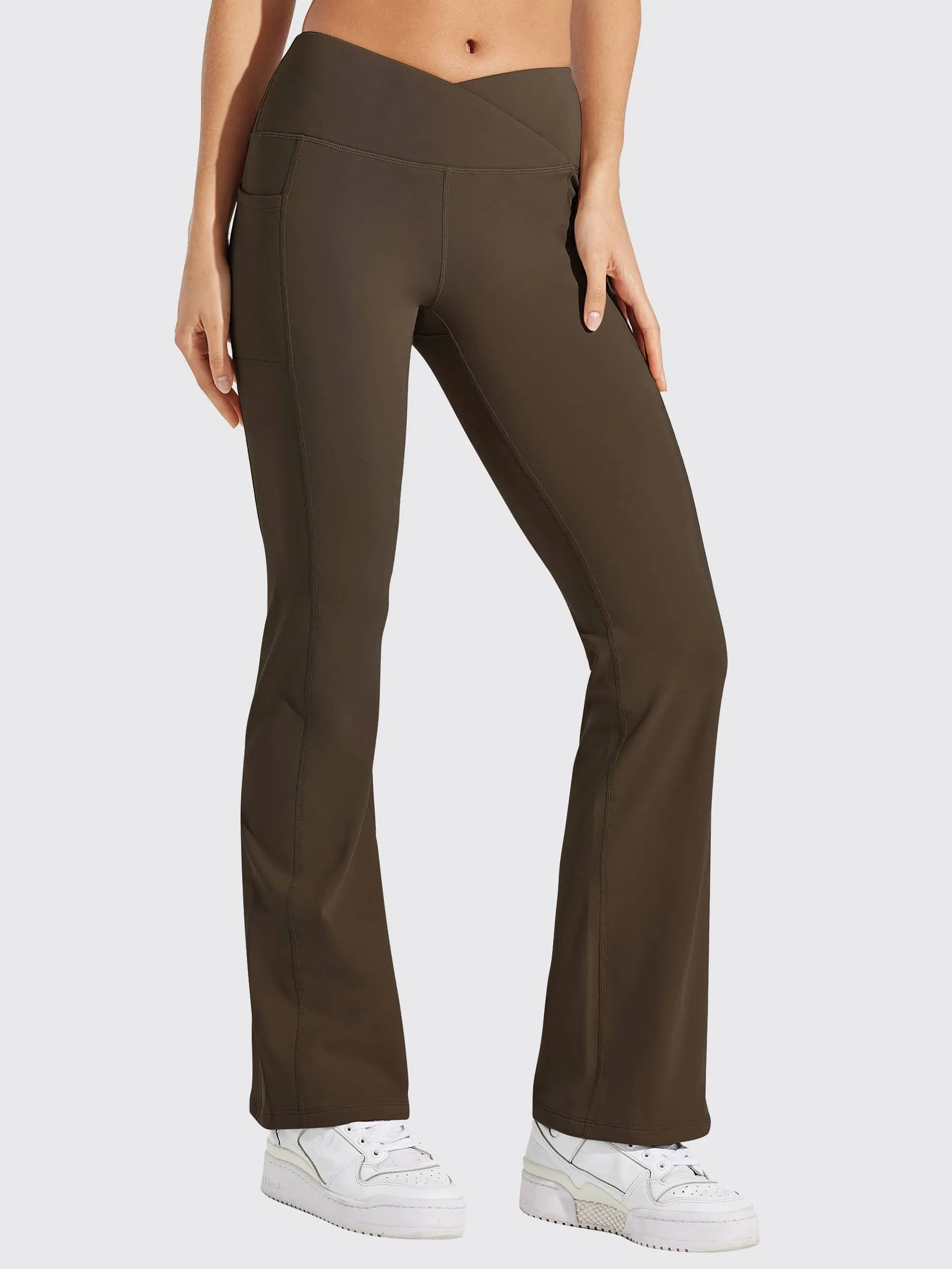 Women's Fleece Lined Crossover Flared Leggings