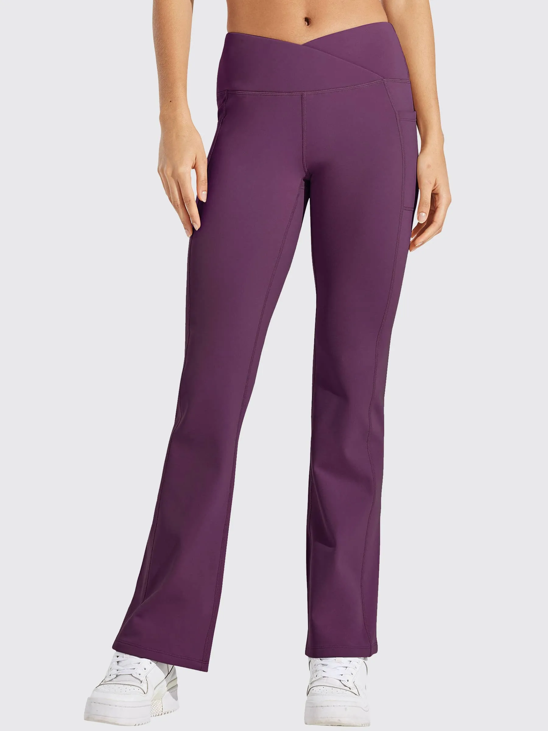 Women's Fleece Lined Crossover Flared Leggings