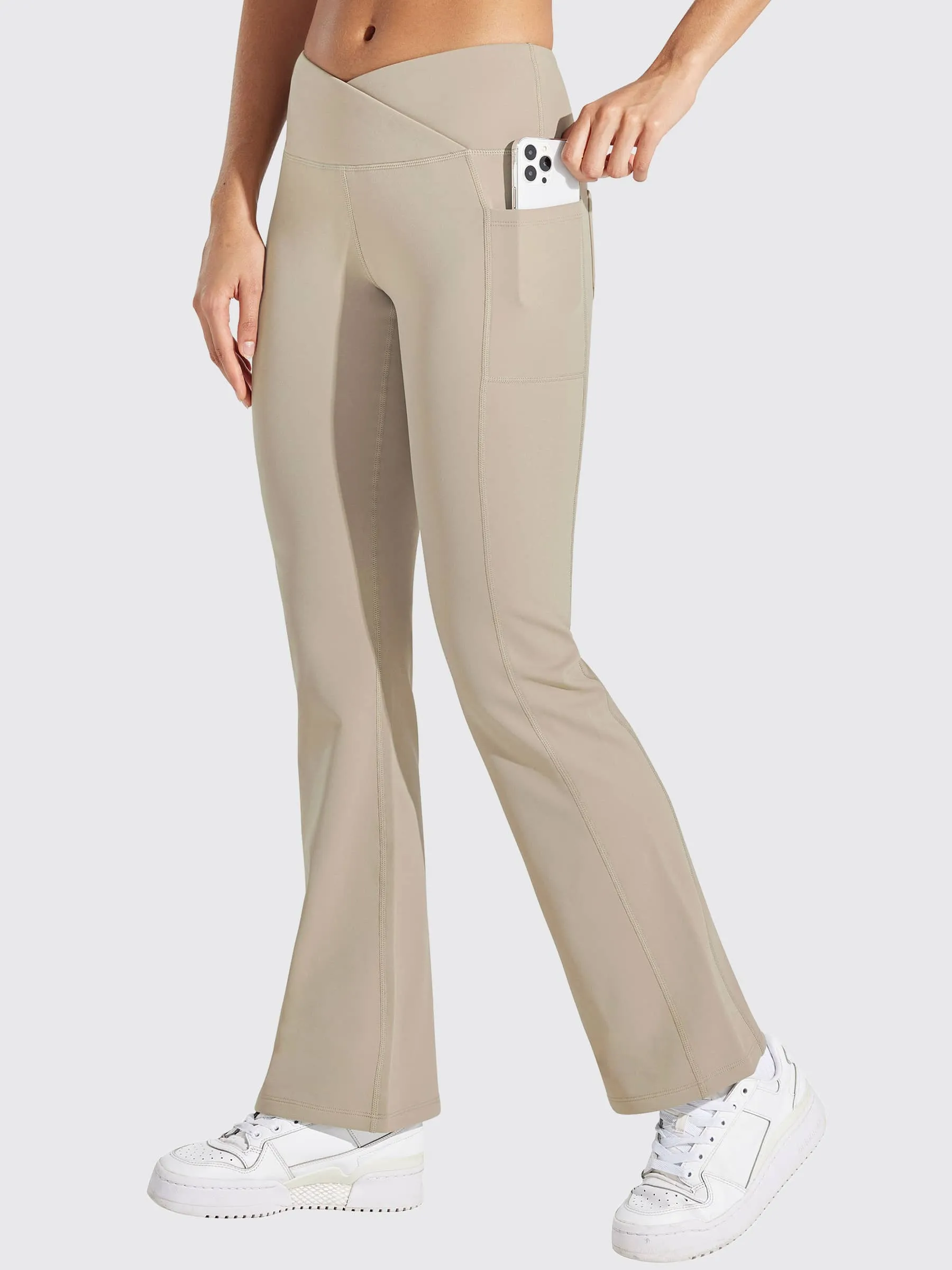 Women's Fleece Lined Crossover Flared Leggings