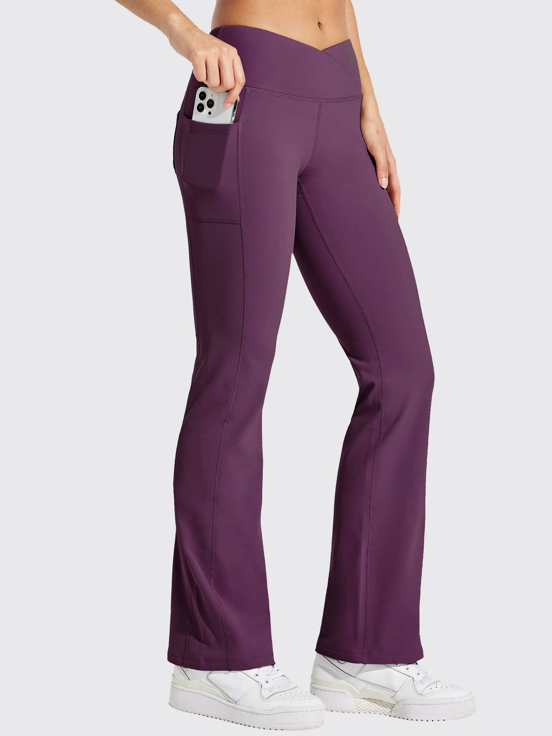 Women's Fleece Lined Crossover Flared Leggings