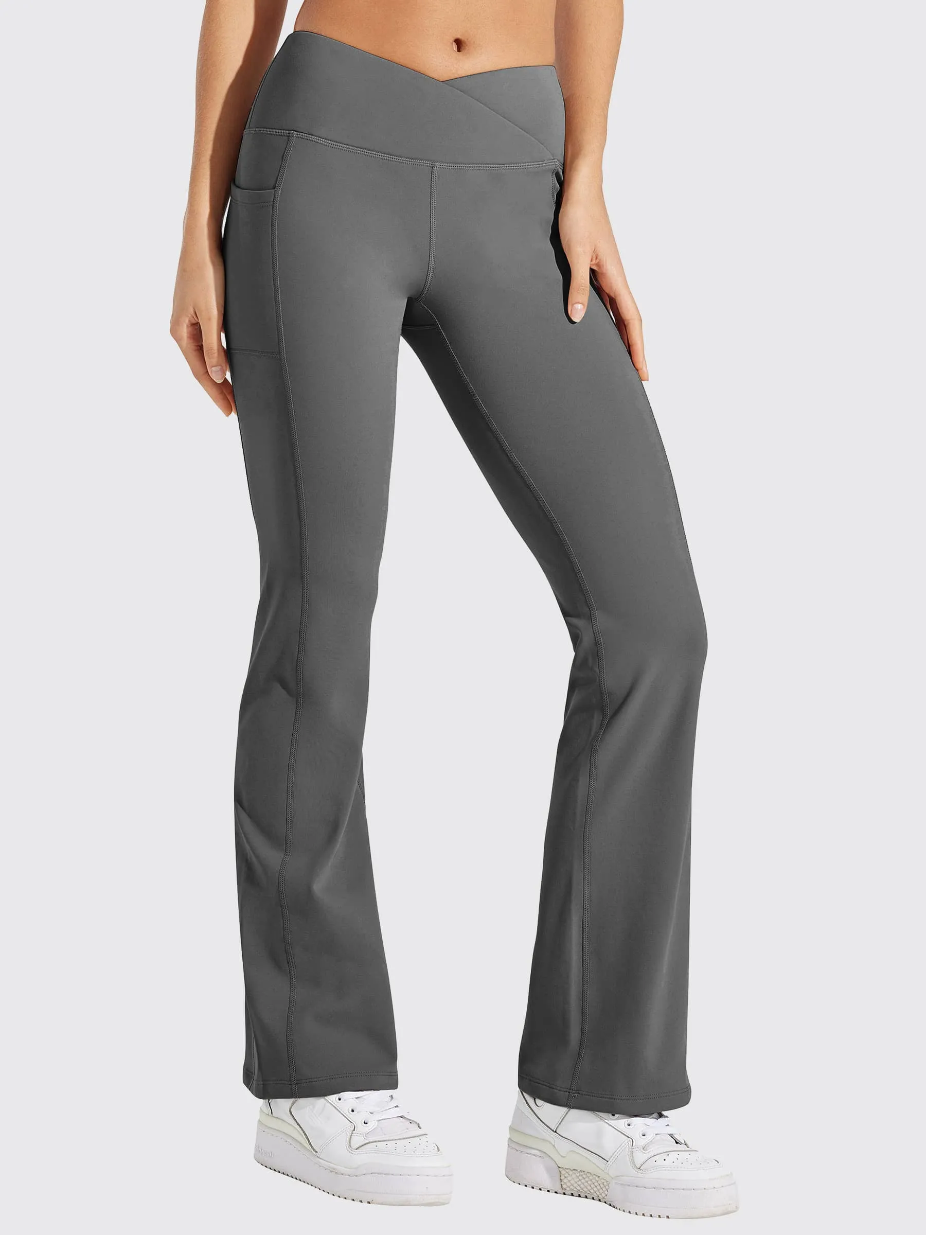 Women's Fleece Lined Crossover Flared Leggings