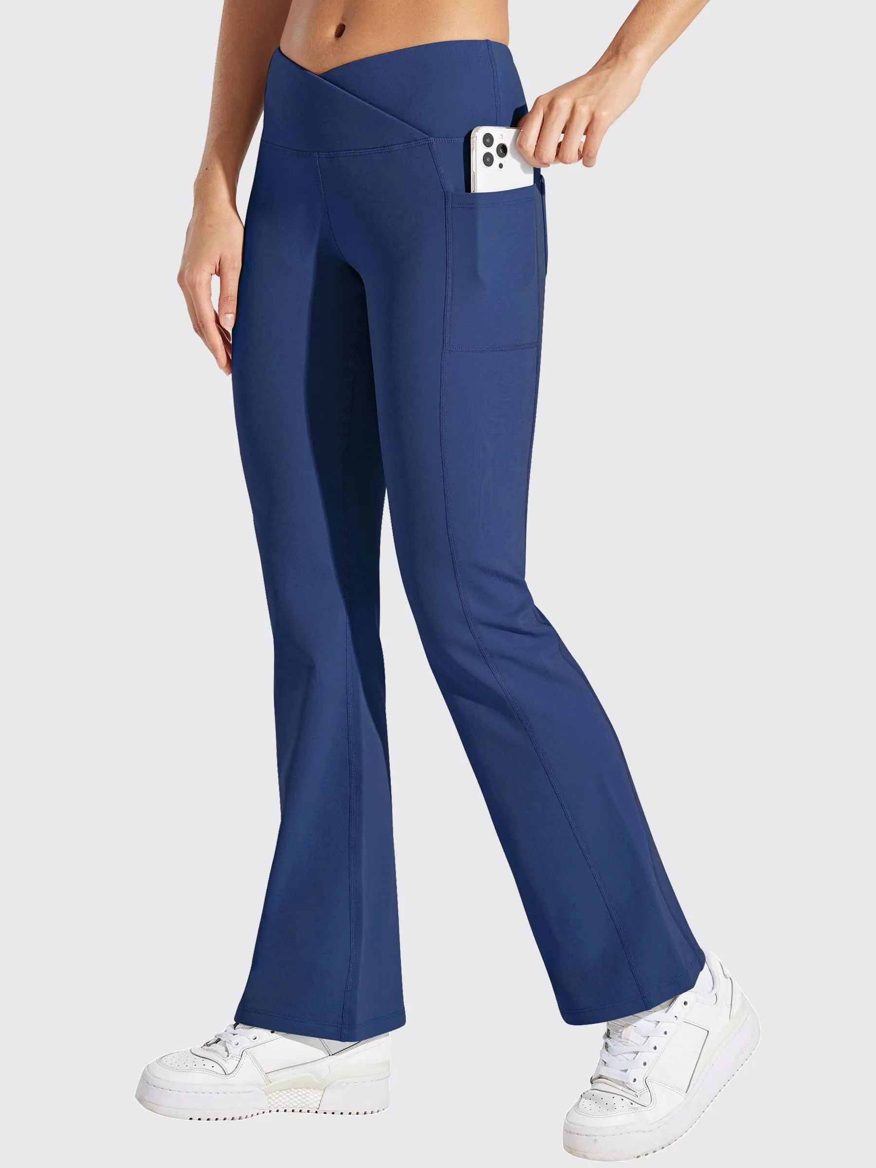 Women's Fleece Lined Crossover Flared Leggings