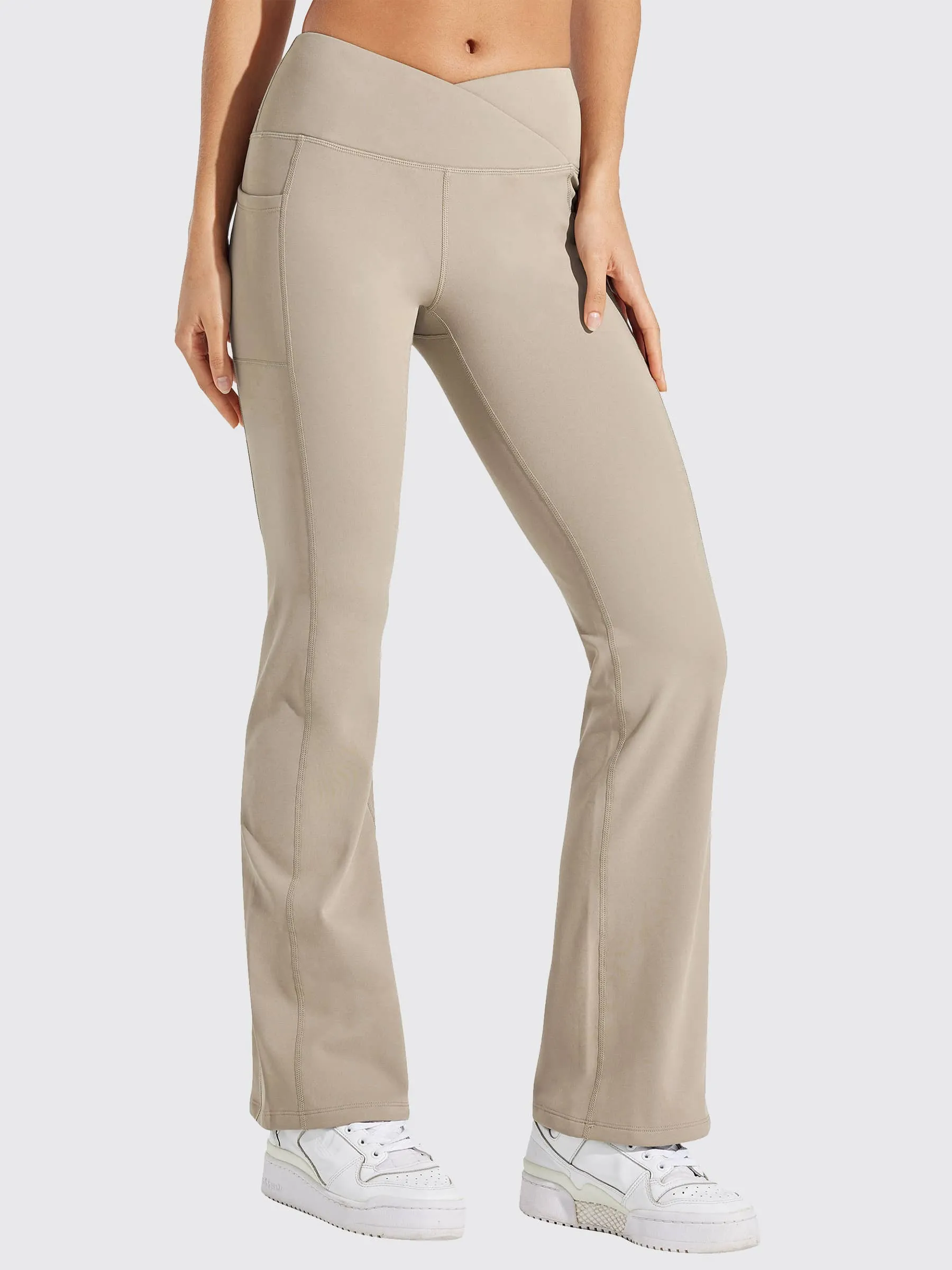 Women's Fleece Lined Crossover Flared Leggings