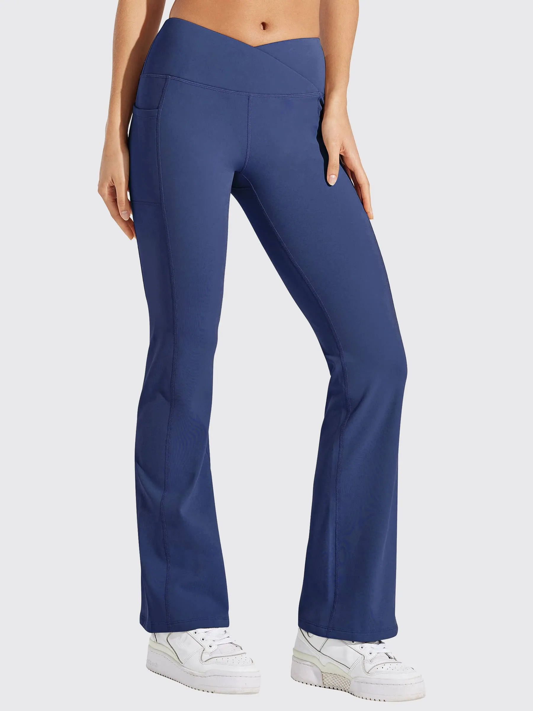 Women's Fleece Lined Crossover Flared Leggings