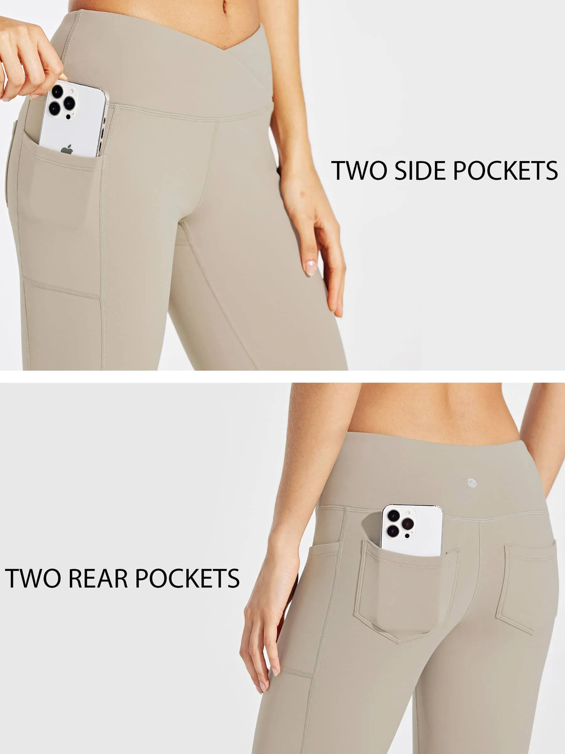 Women's Fleece Lined Crossover Flared Leggings