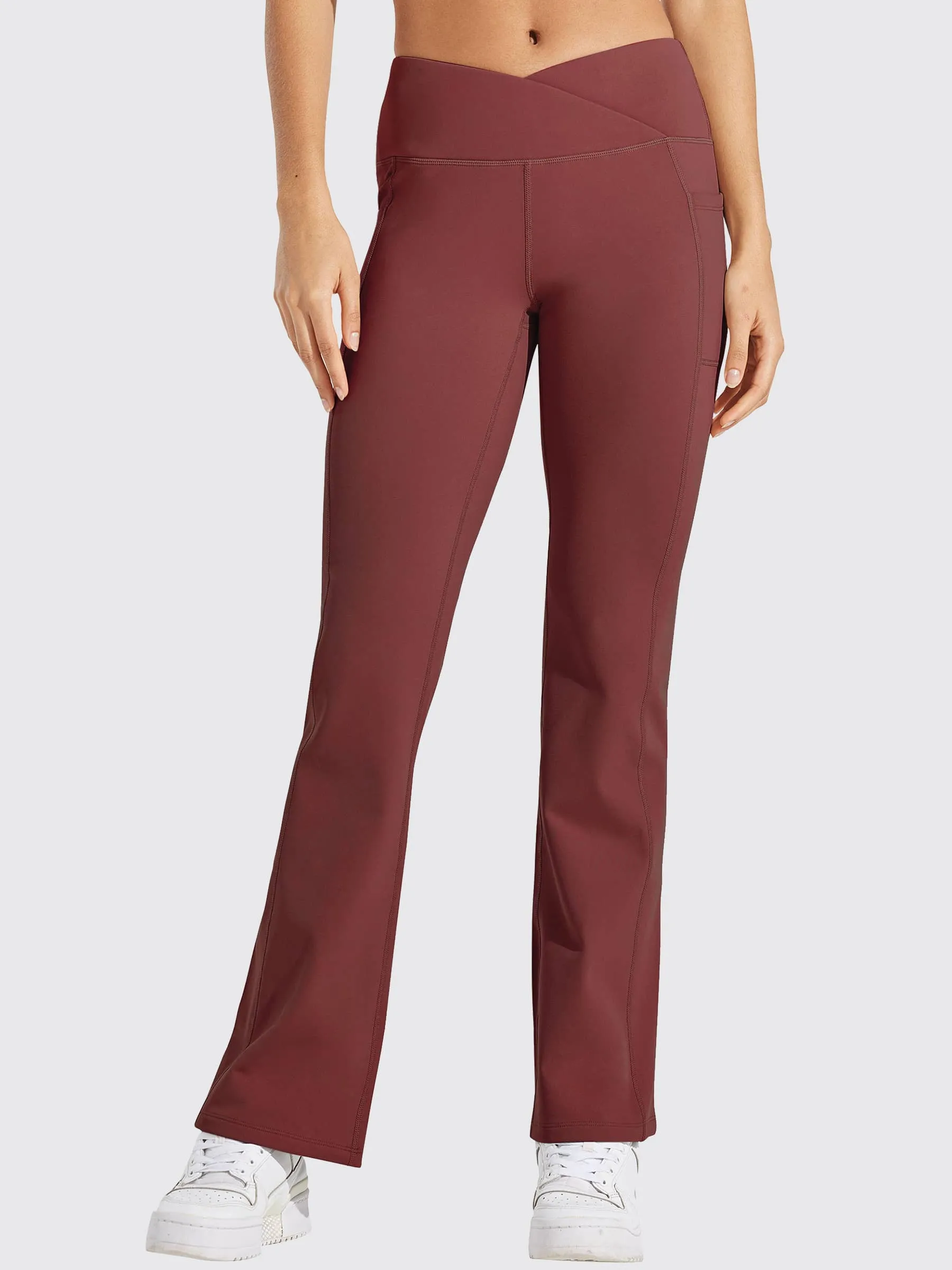 Women's Fleece Lined Crossover Flared Leggings